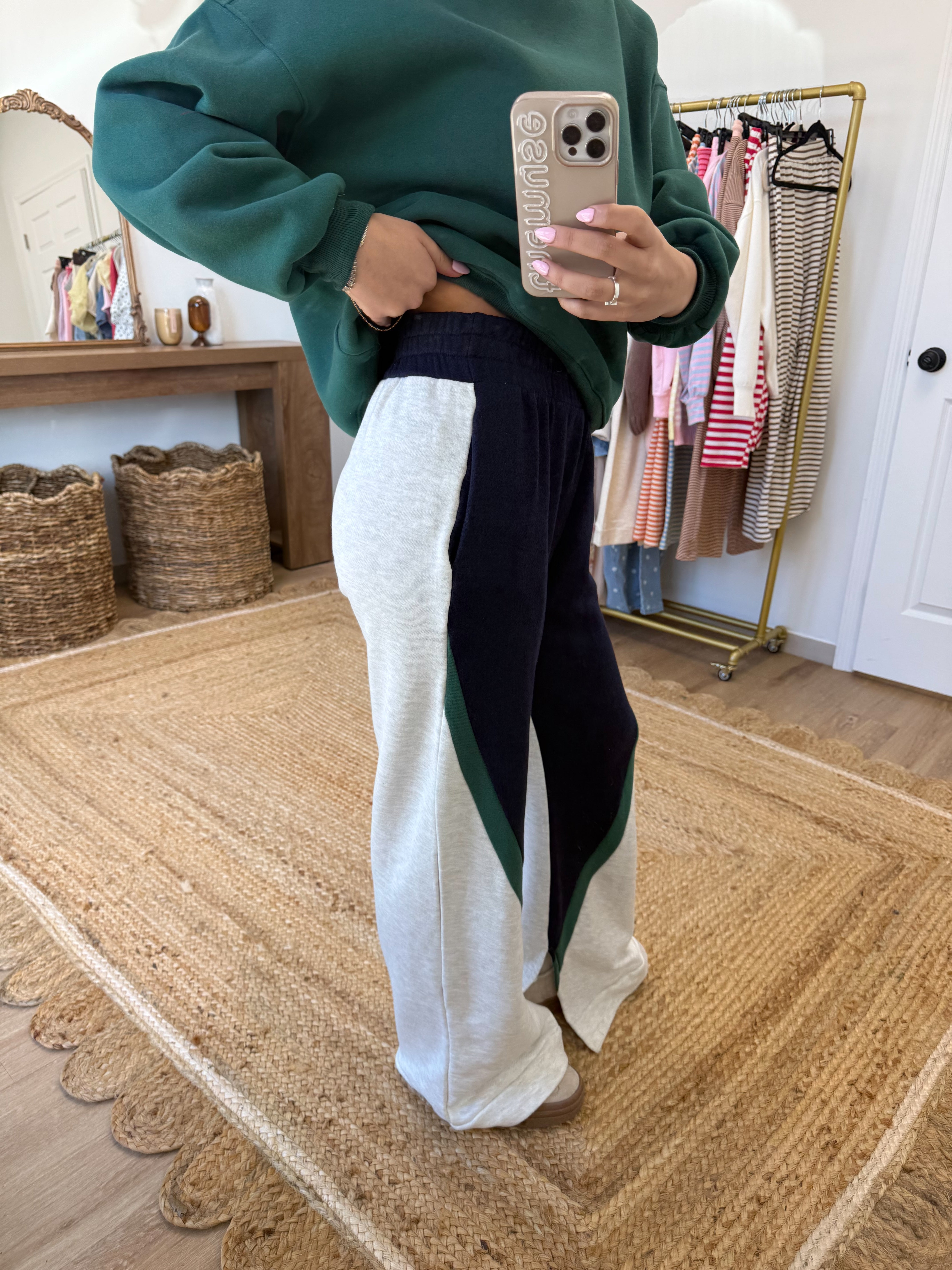 Weekend Colorblock Pants (Navy/Grey)