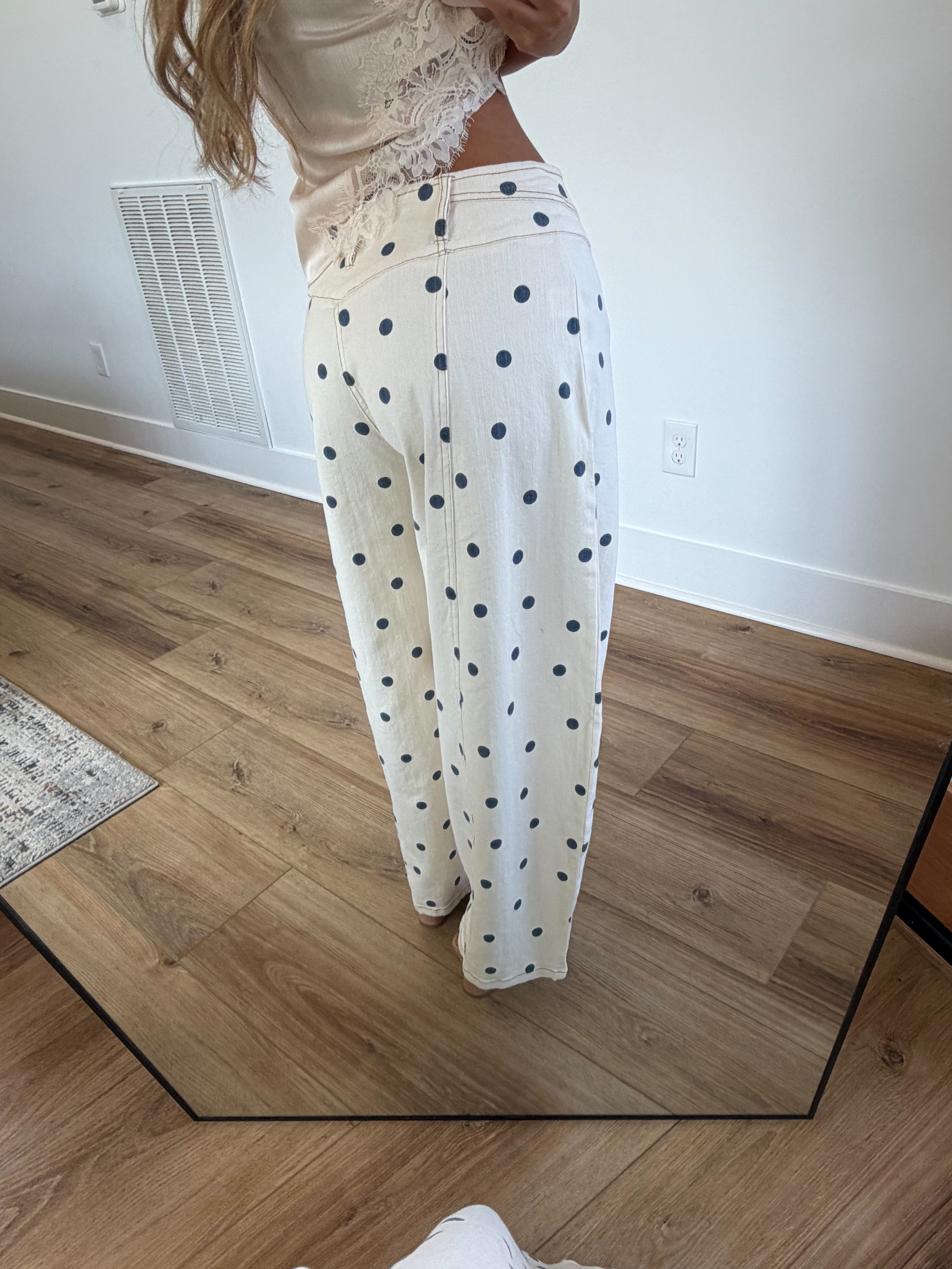 Navy Polka Dot Barrel Jeans