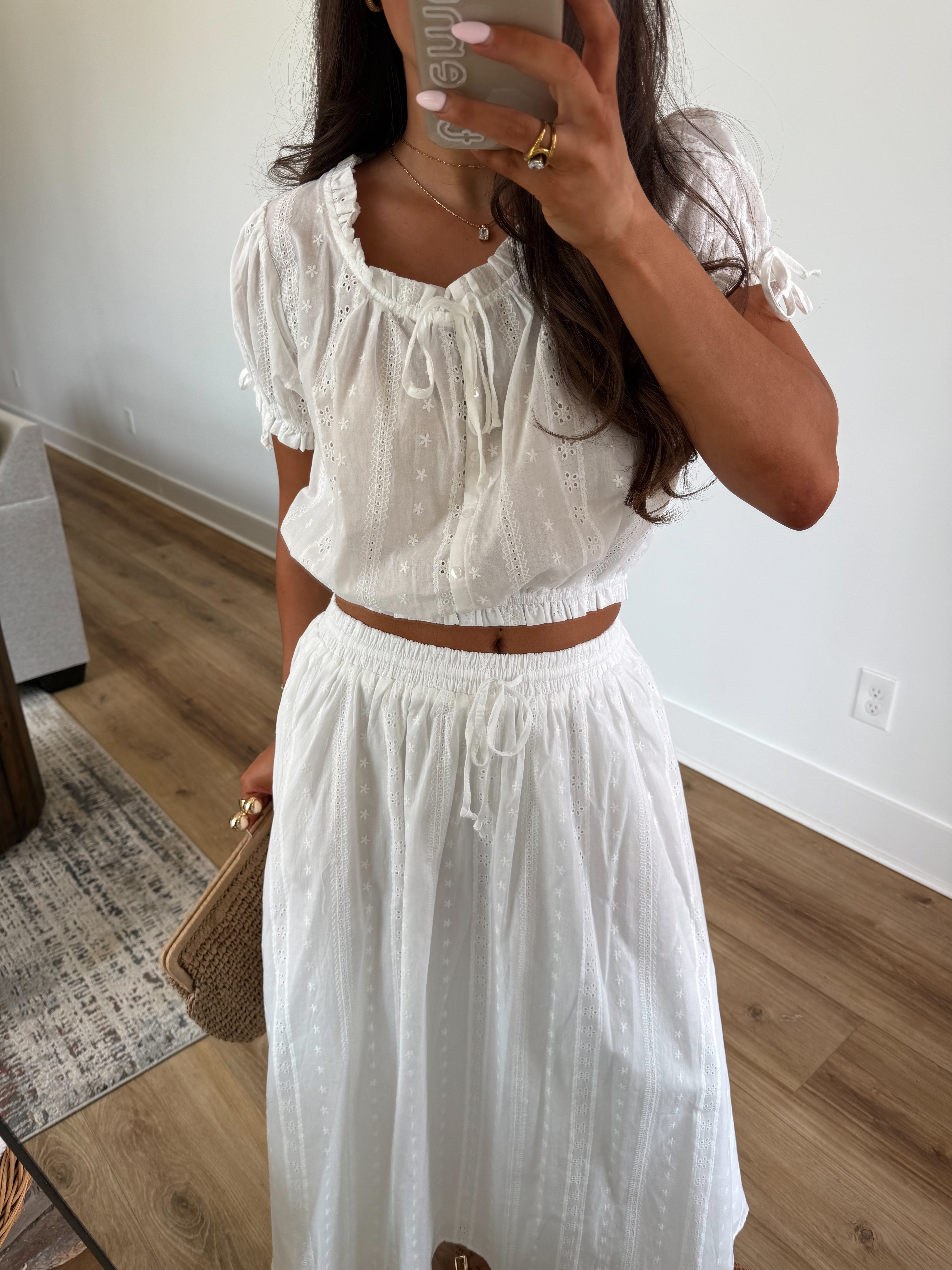 Sweet Eyelet Skirt Set