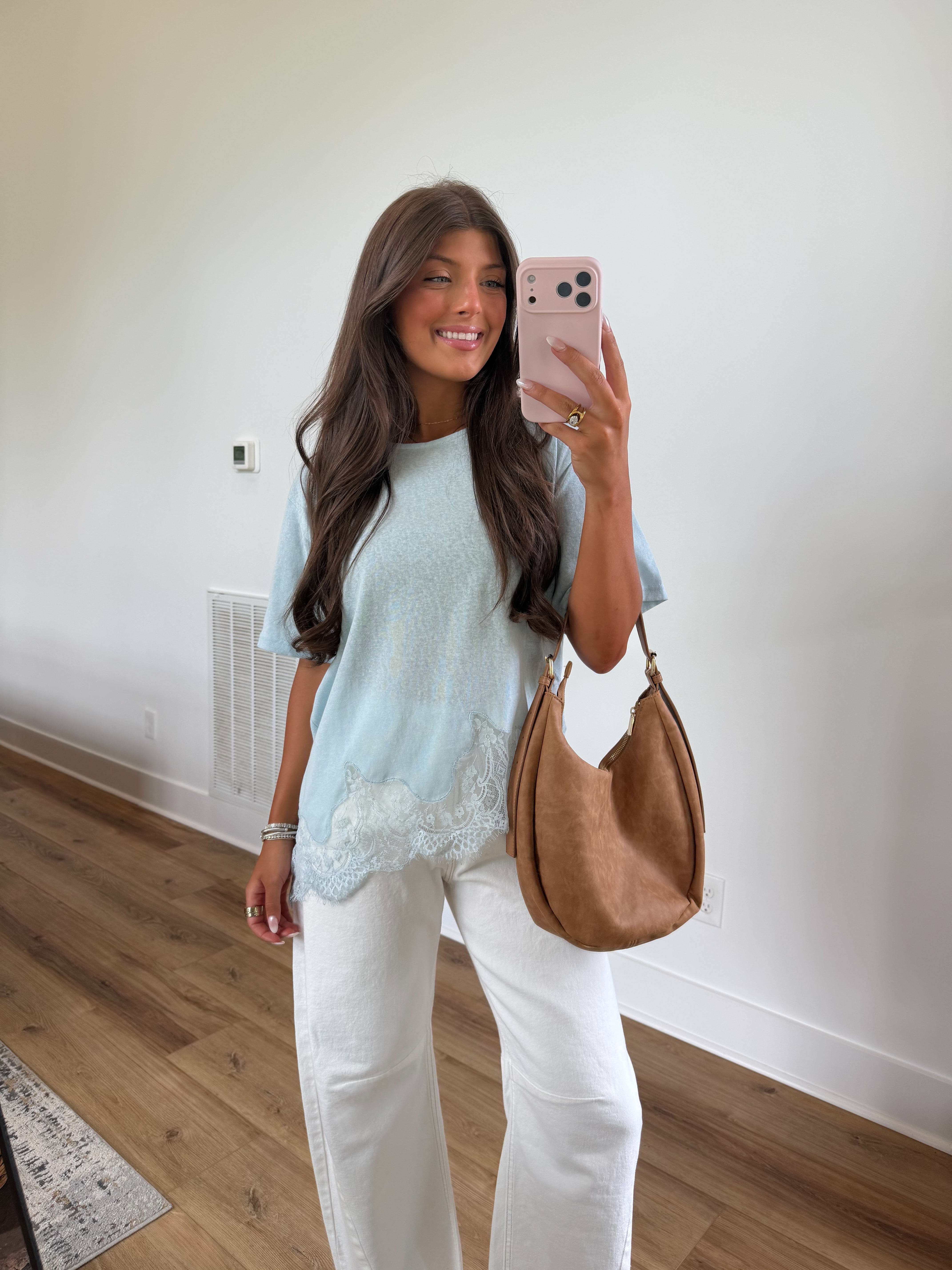 Margot Lace Tee (Powder Blue)