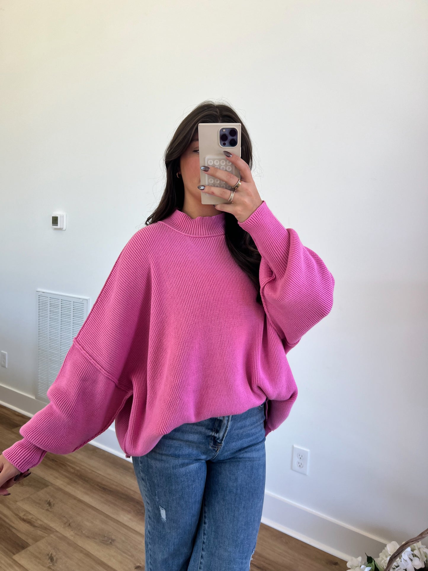 Candy Pink Essential Oversized Cozy Knit Sweater