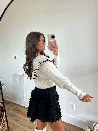 White Ballerina Bow Sweater Top