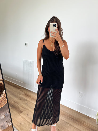 Black Crochet Maxi Dress