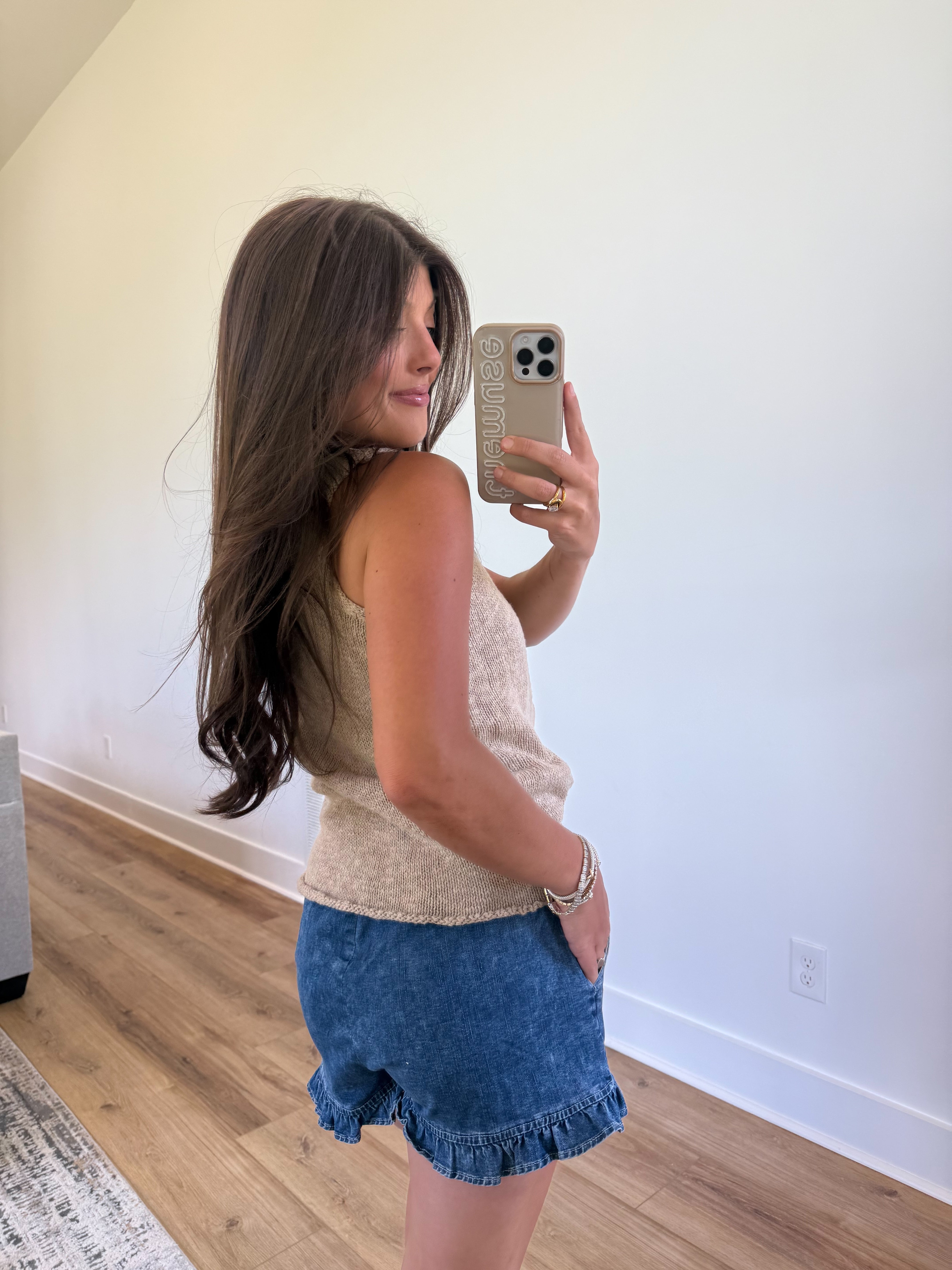 Denim Ruffle Shorts