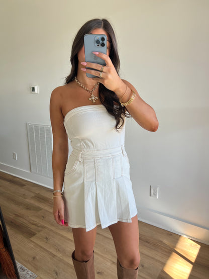 White Denim Romper