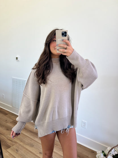 Sand Beige Essential Oversized Cozy Knit Sweater