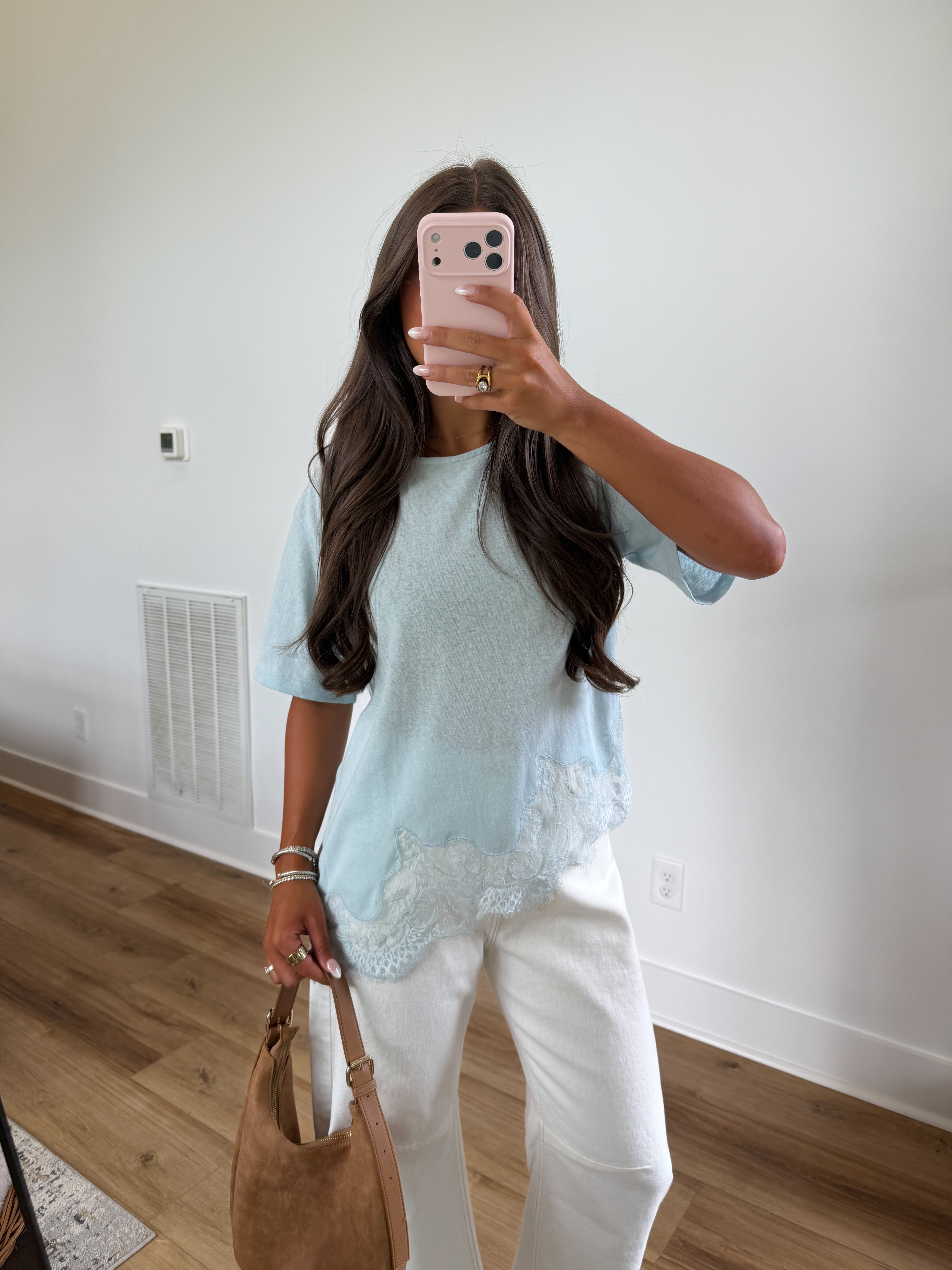 Margot Lace Tee (Powder Blue)
