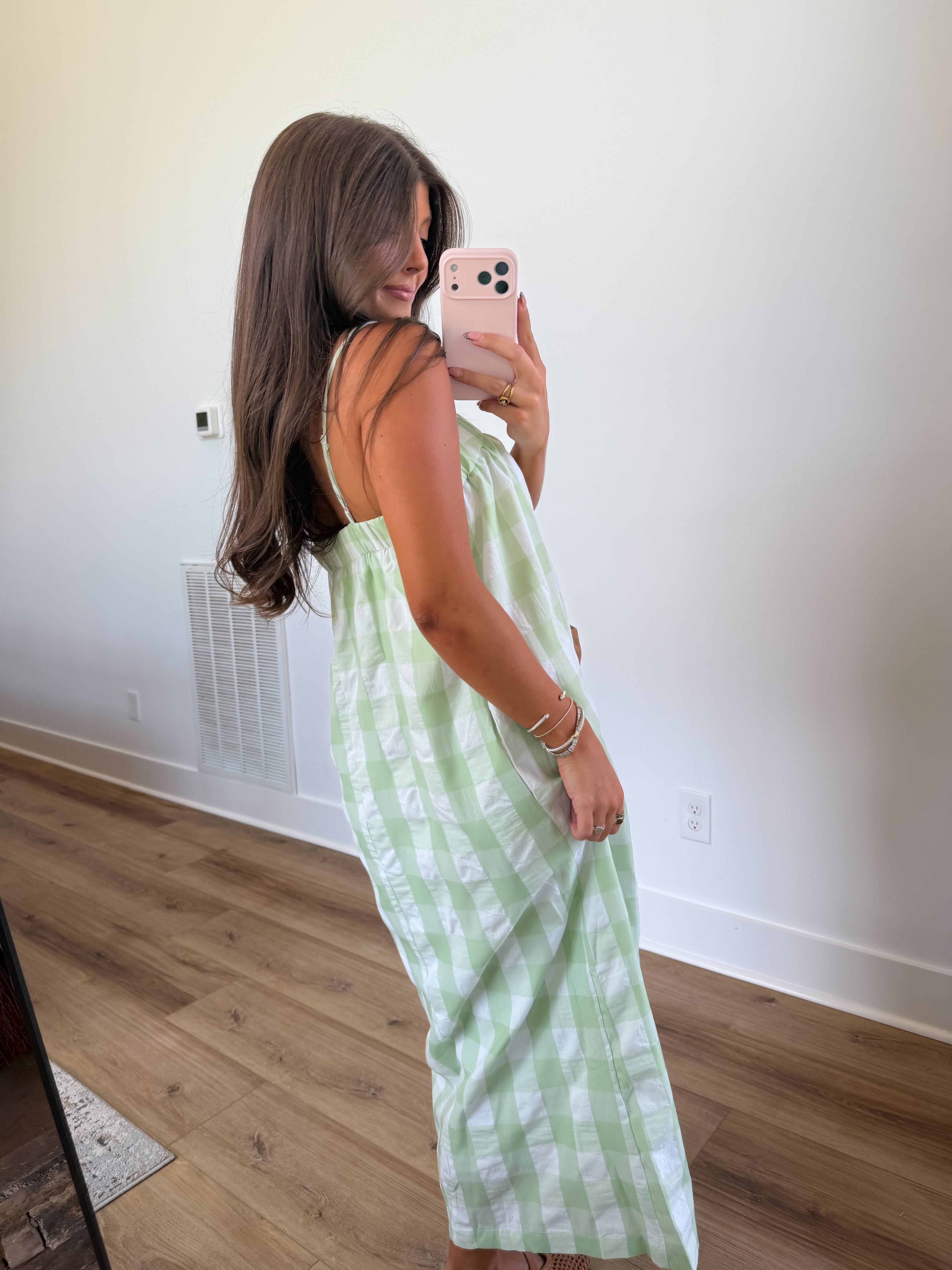 Green Apple Gingham Maxi