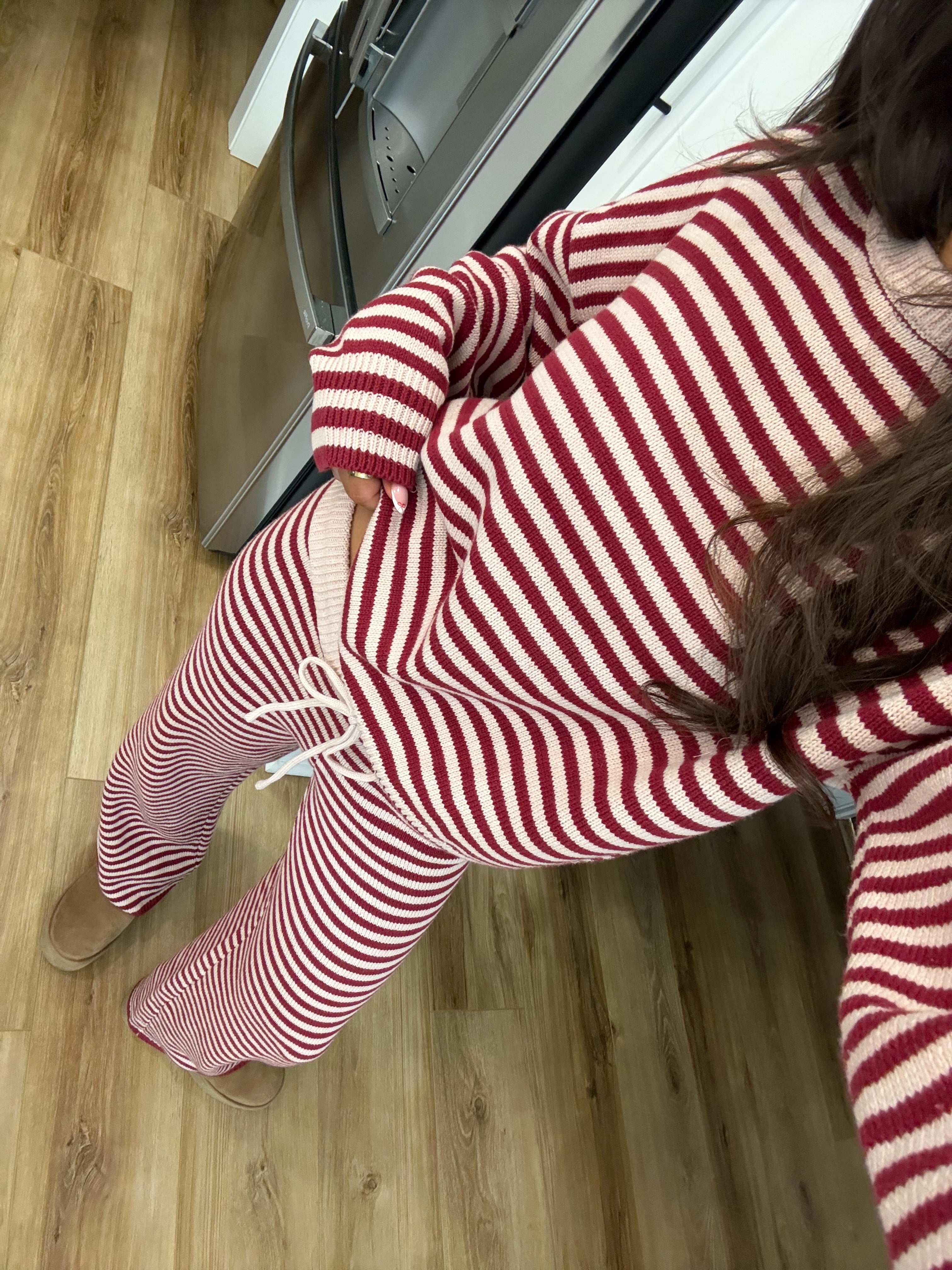 Stripe Lounge Set (Burgundy/Cream)