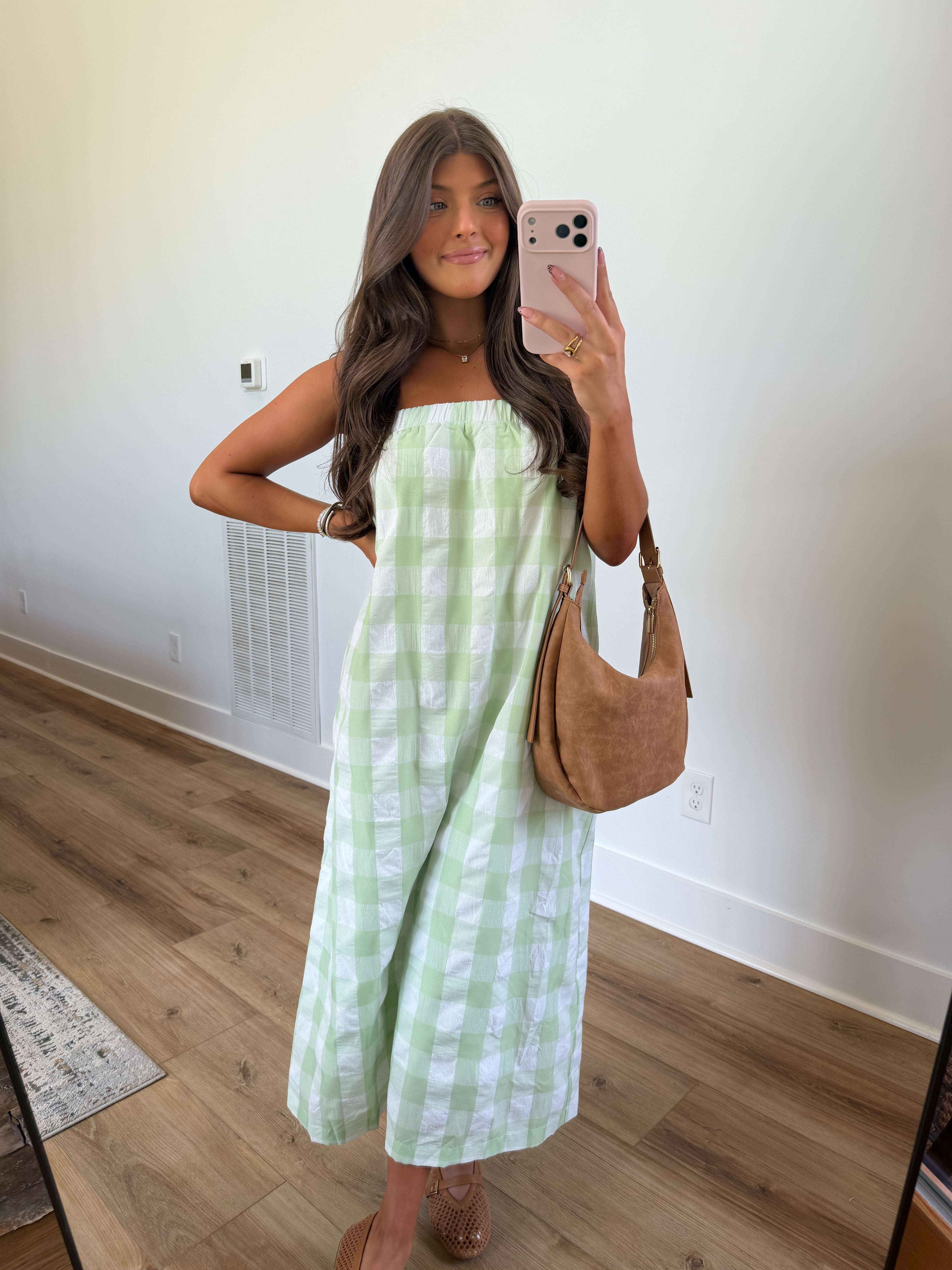 Green Apple Gingham Maxi