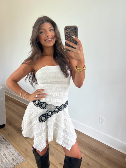 Howdy Lace Asymmetrical Mini Dress