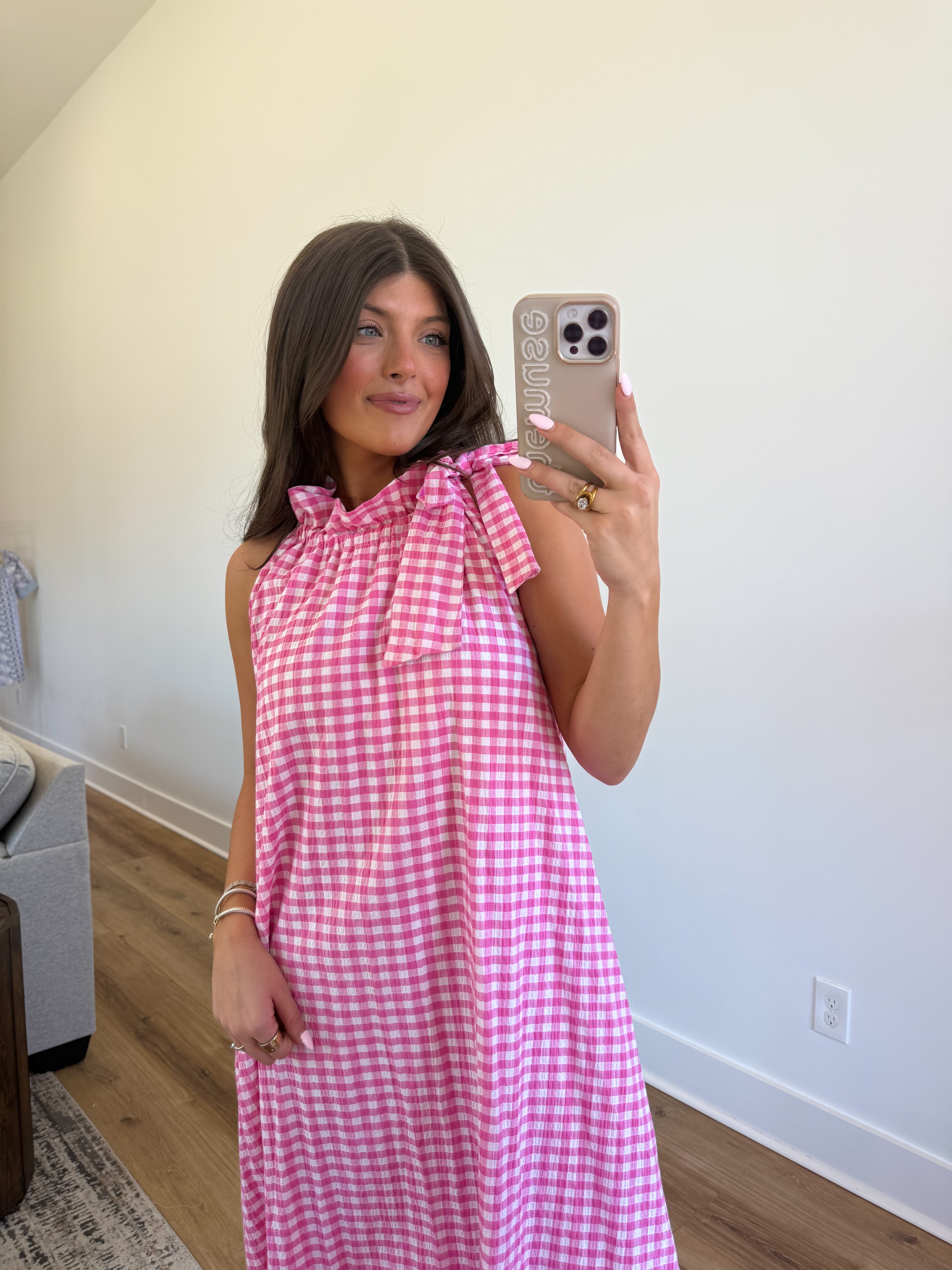 The Pink Gingham Maxi