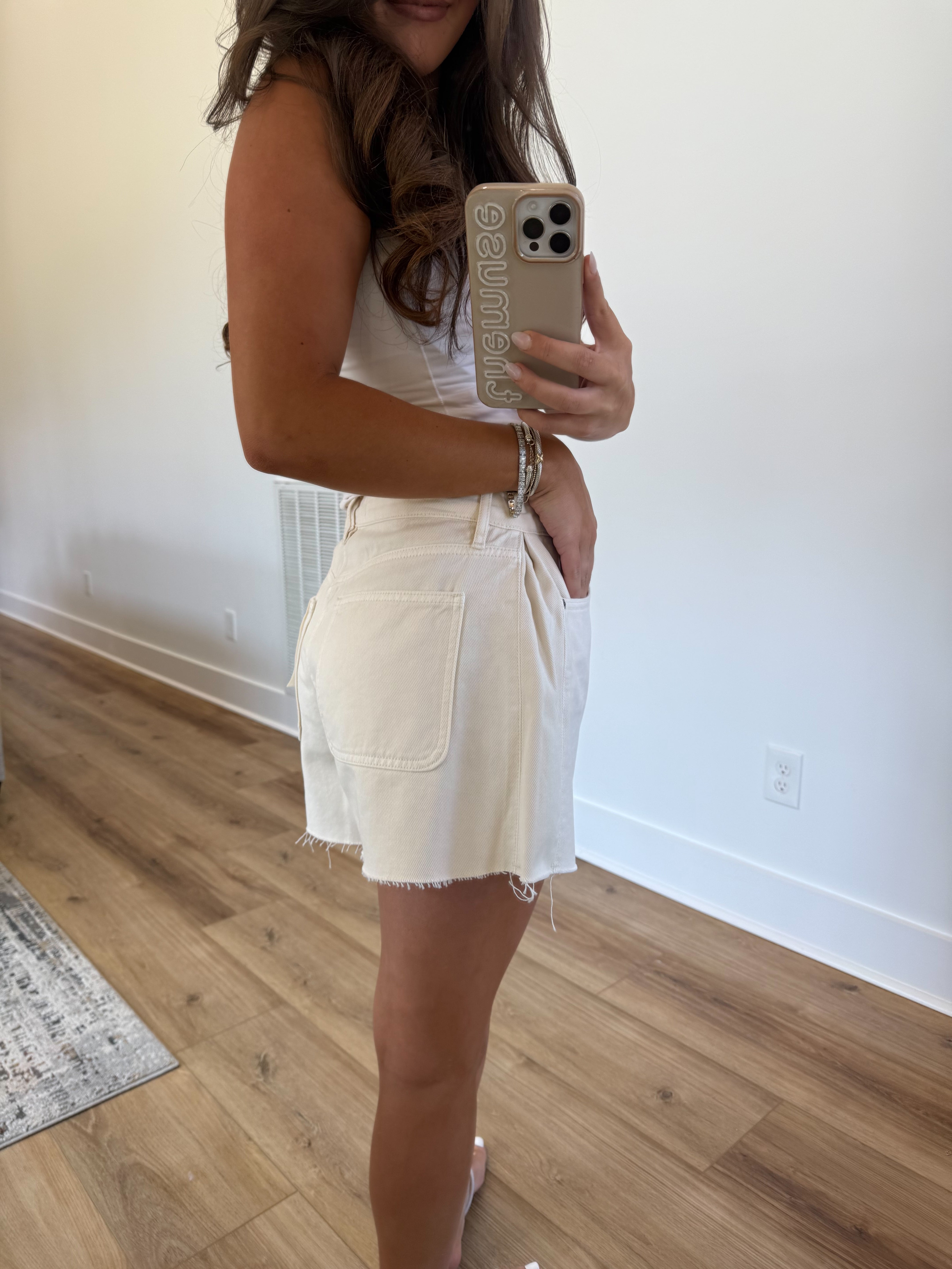 Ecru Flare Shorts