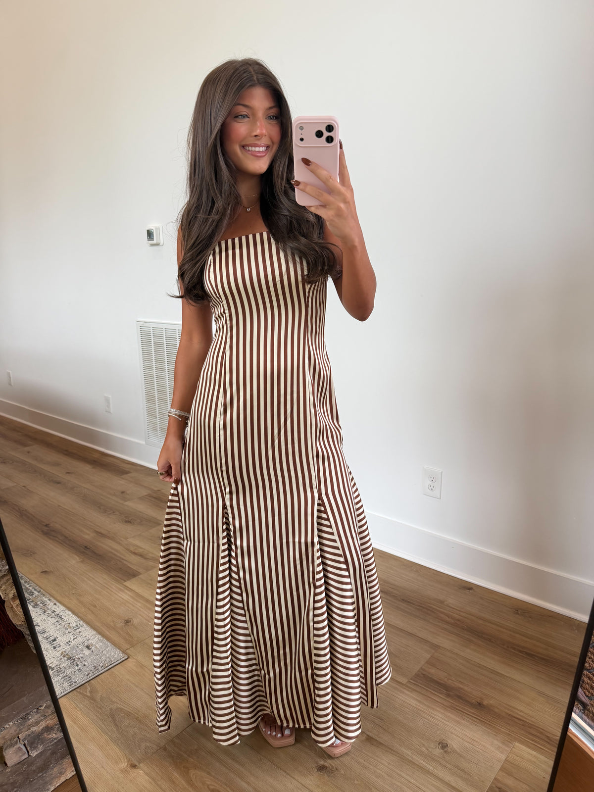 Satin Stripe Maxi Dress