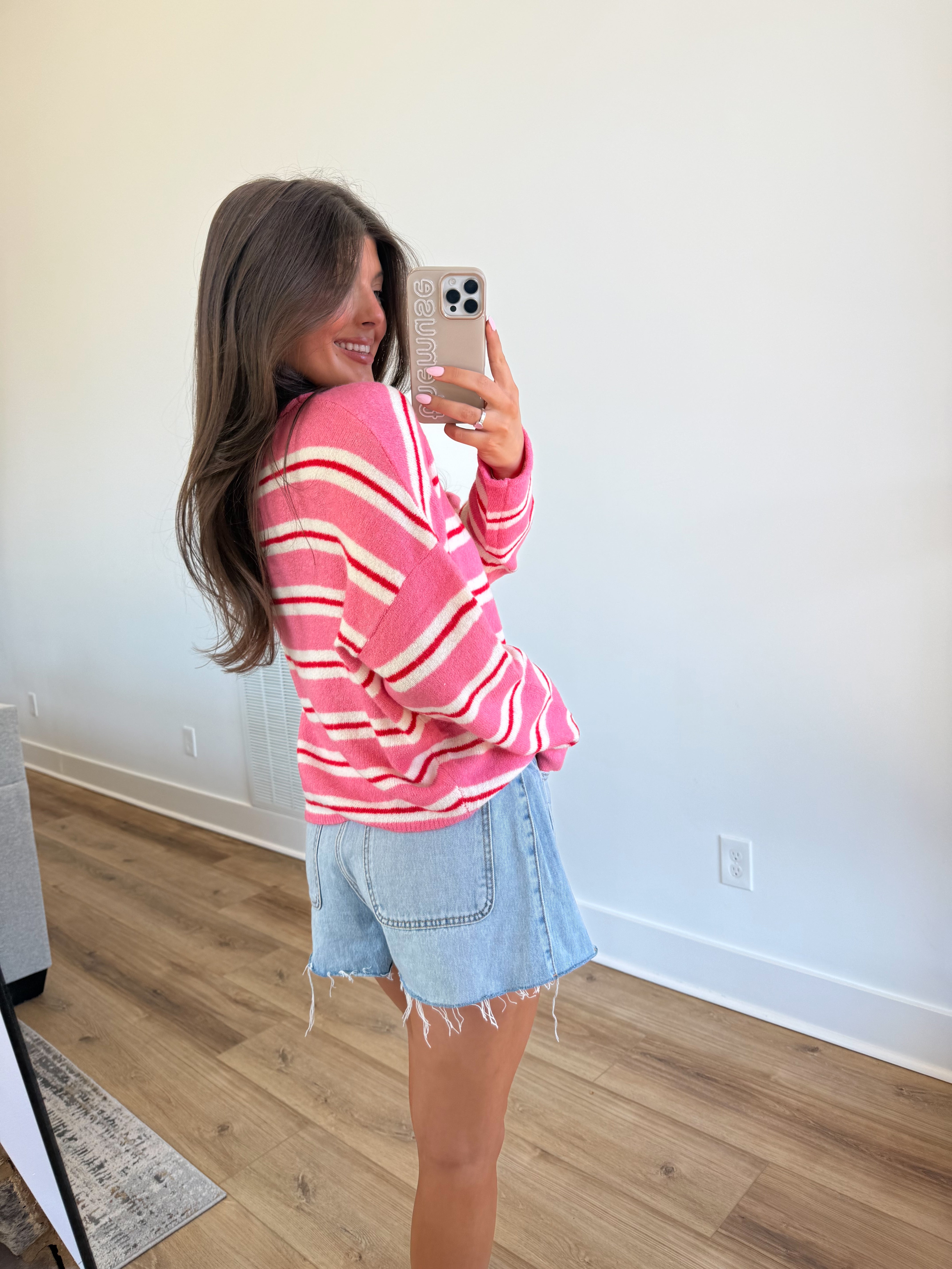 The Stripe Cardigan (Pink/Red/White)