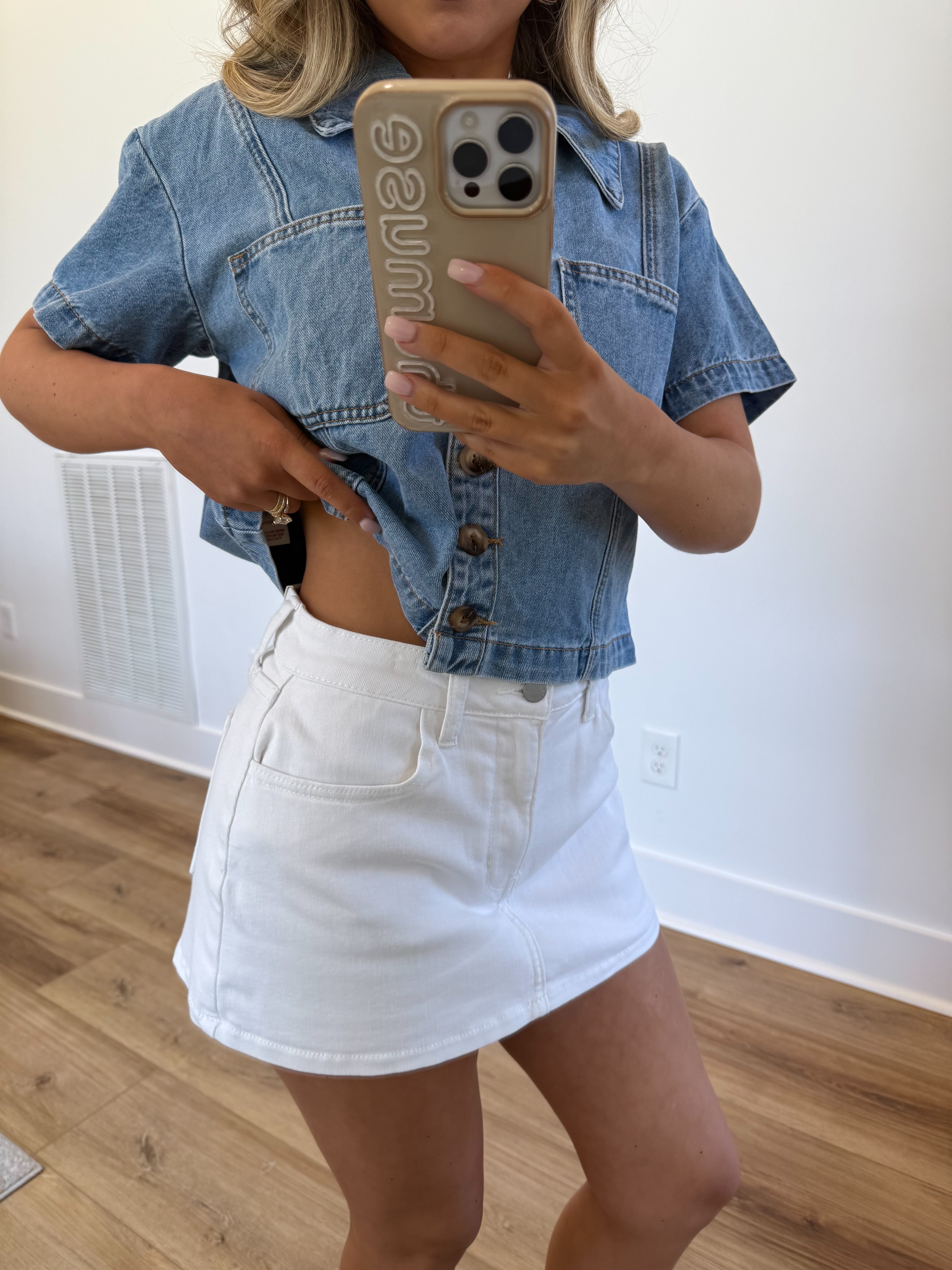 White Denim Skort