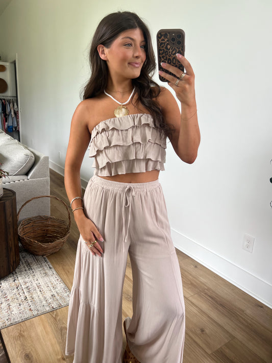 Sand Ruffle Pants Set