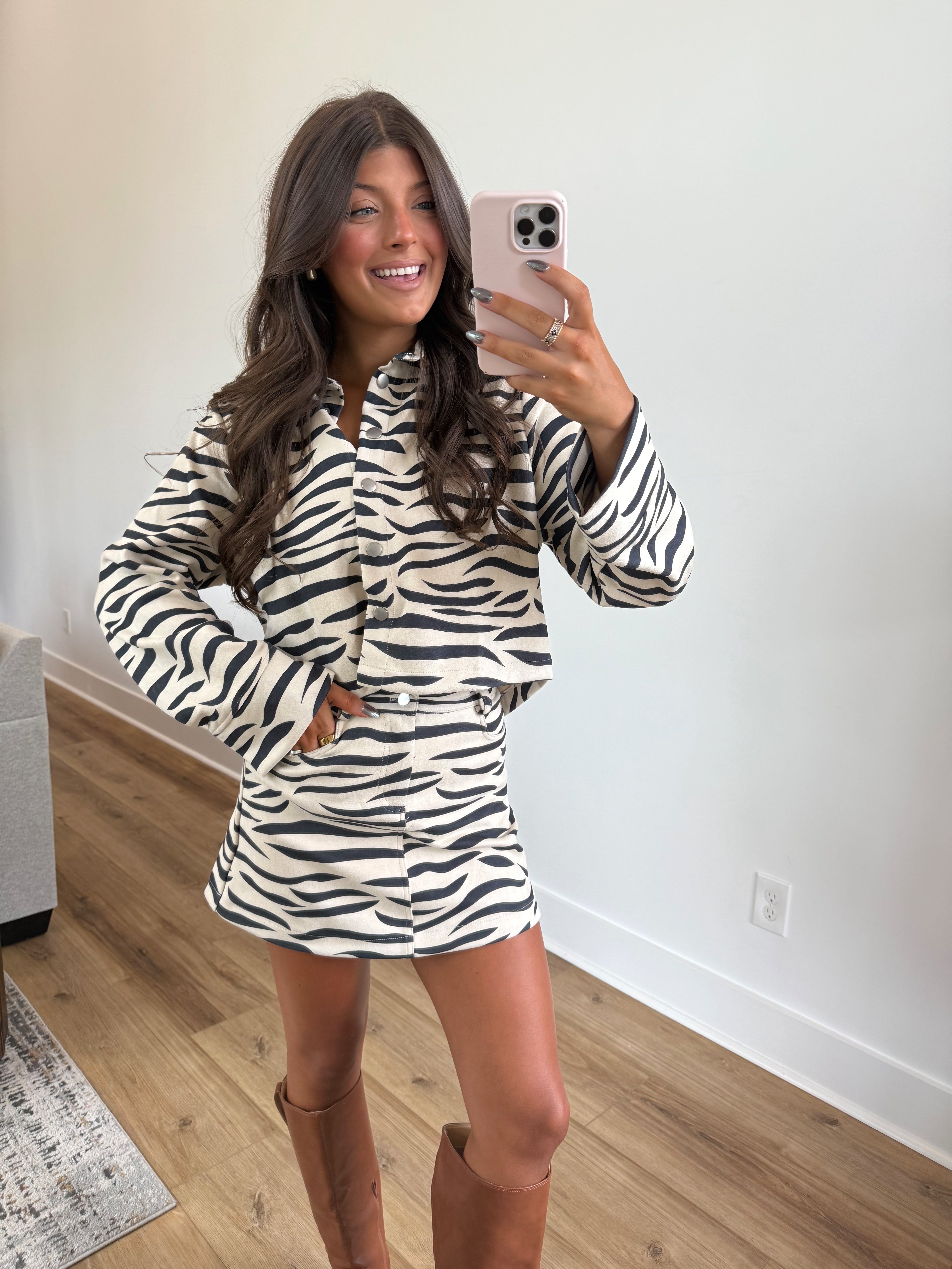 Navy Zebra Suede Set