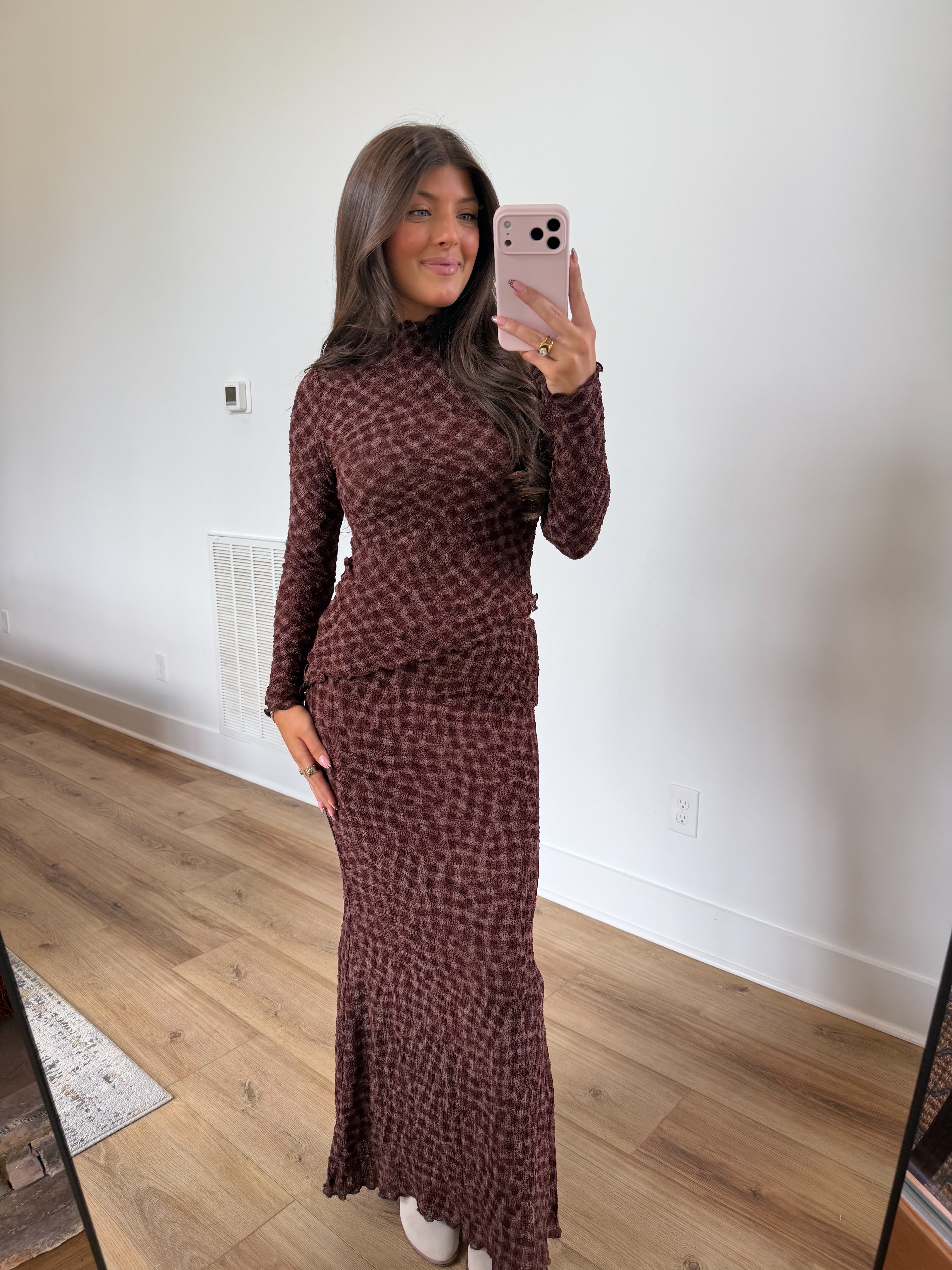 Coffee Gingham Set