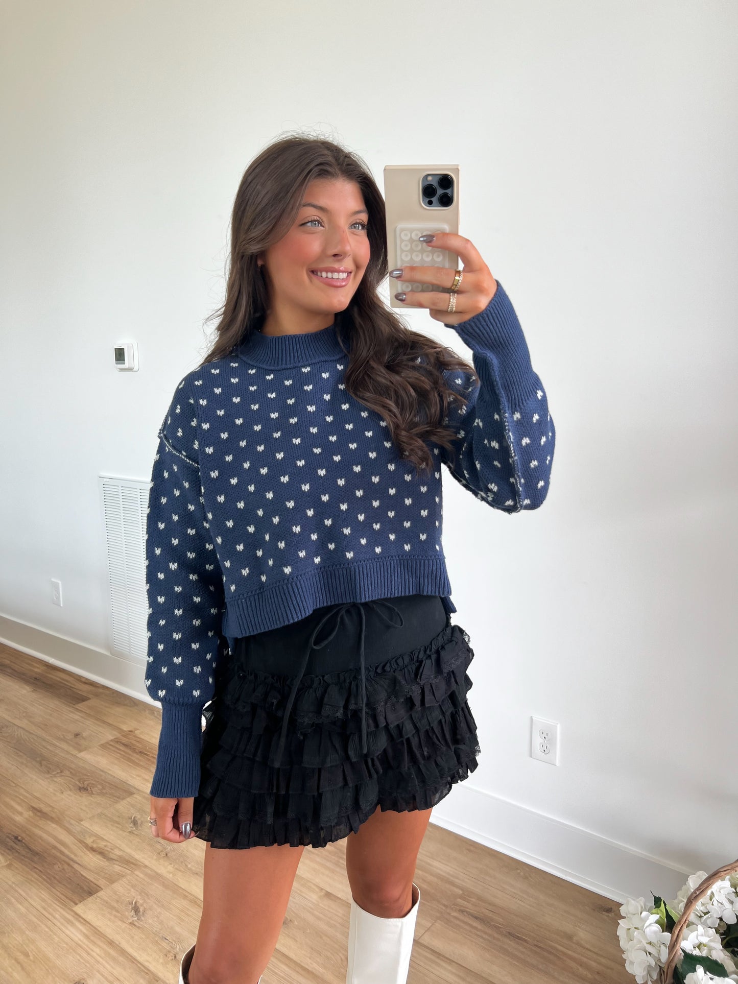 Mini Hearts Cropped Sweater