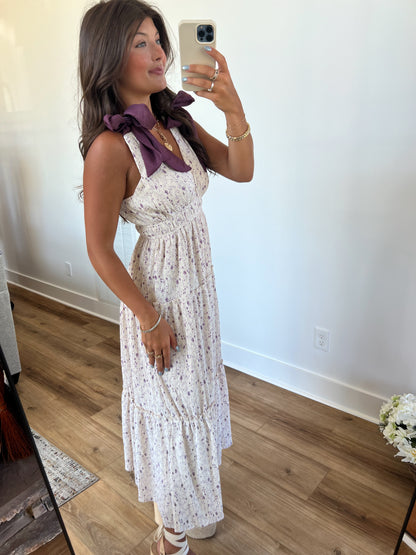 Purple Ribbon Tie Maxi Dress