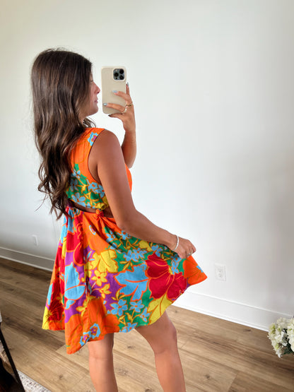 Hawaiian Waist Cut-Out Mini Dress