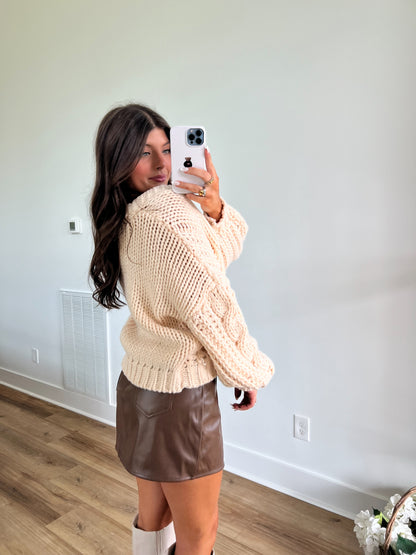 Cream Chunky Knit Oversized Cardigan