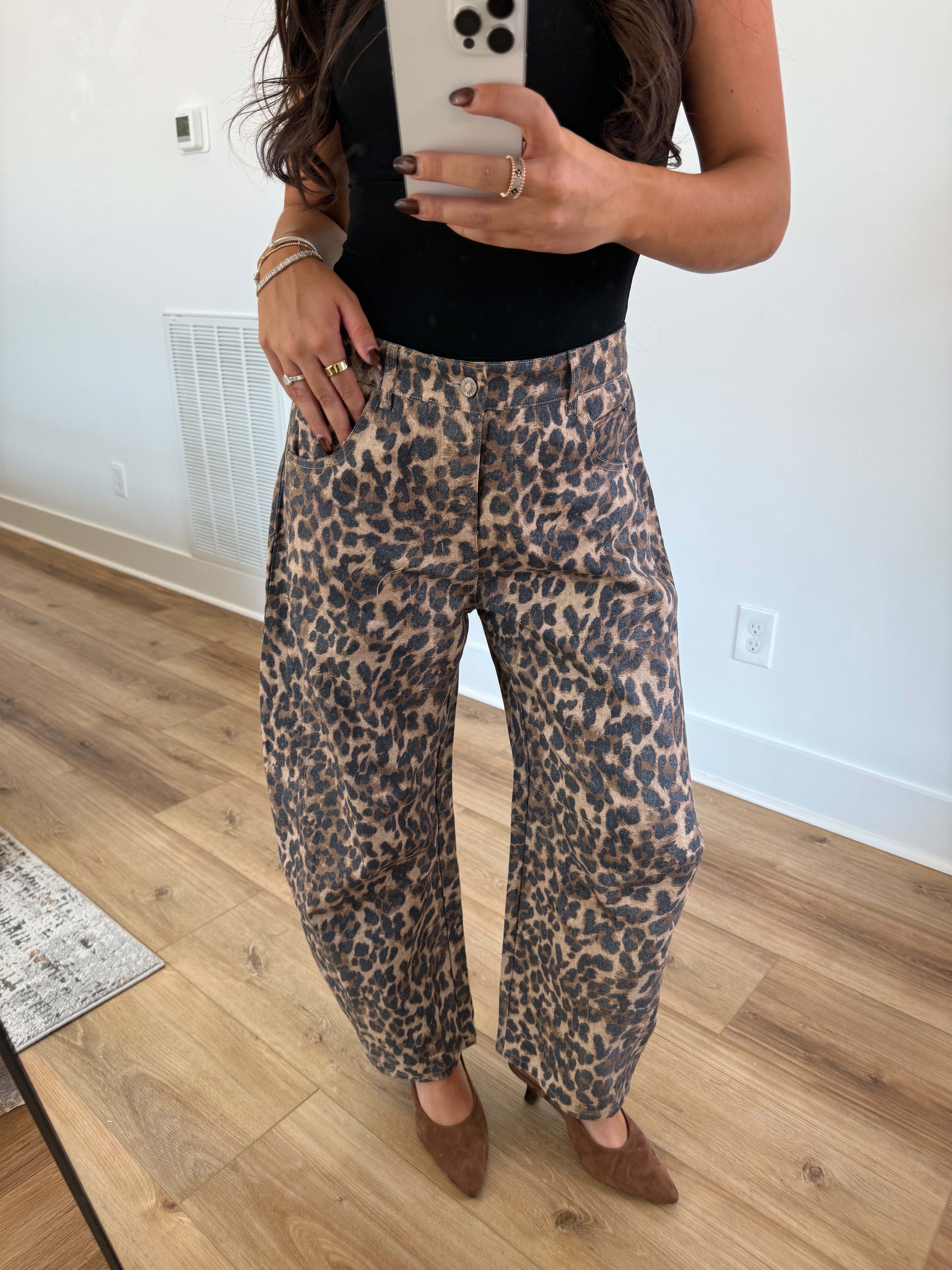 Cheetah Barrel Jeans