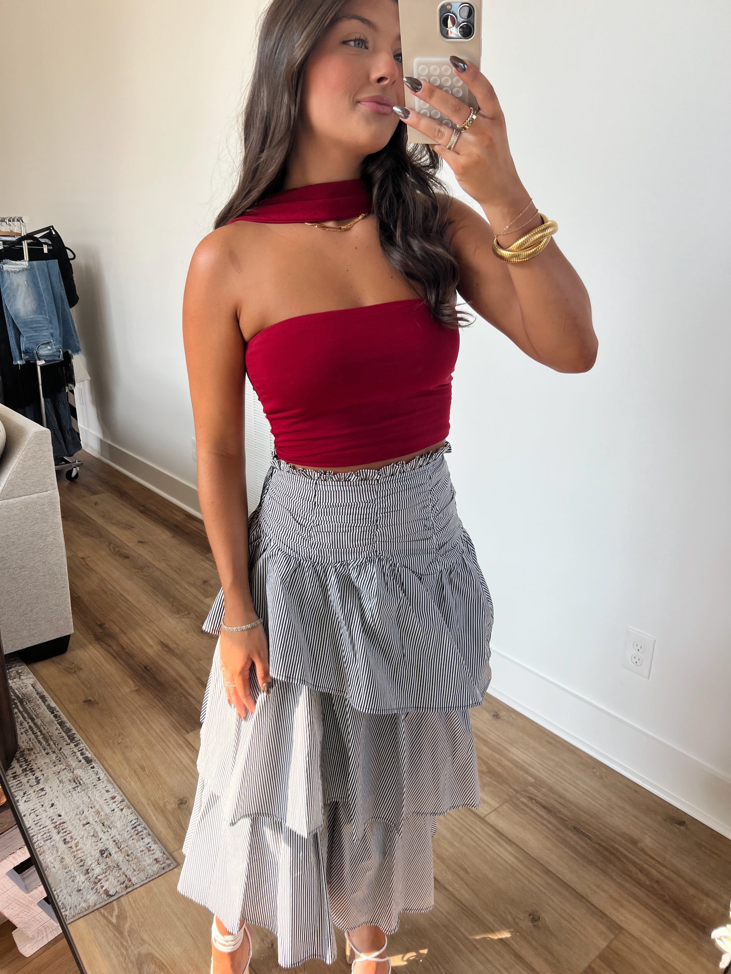 Wine Tube Top W/ Neck Detail