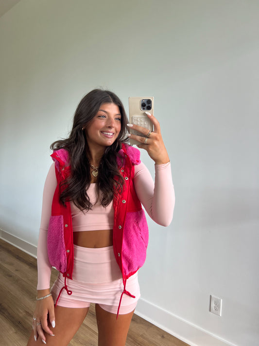 Pink/Red Fleece Vest