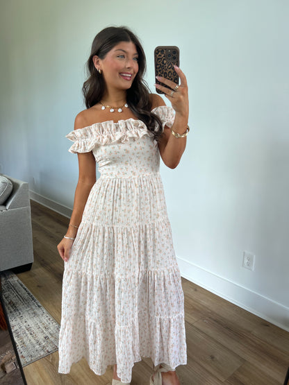 Peach Serenity Floral Maxi Dress