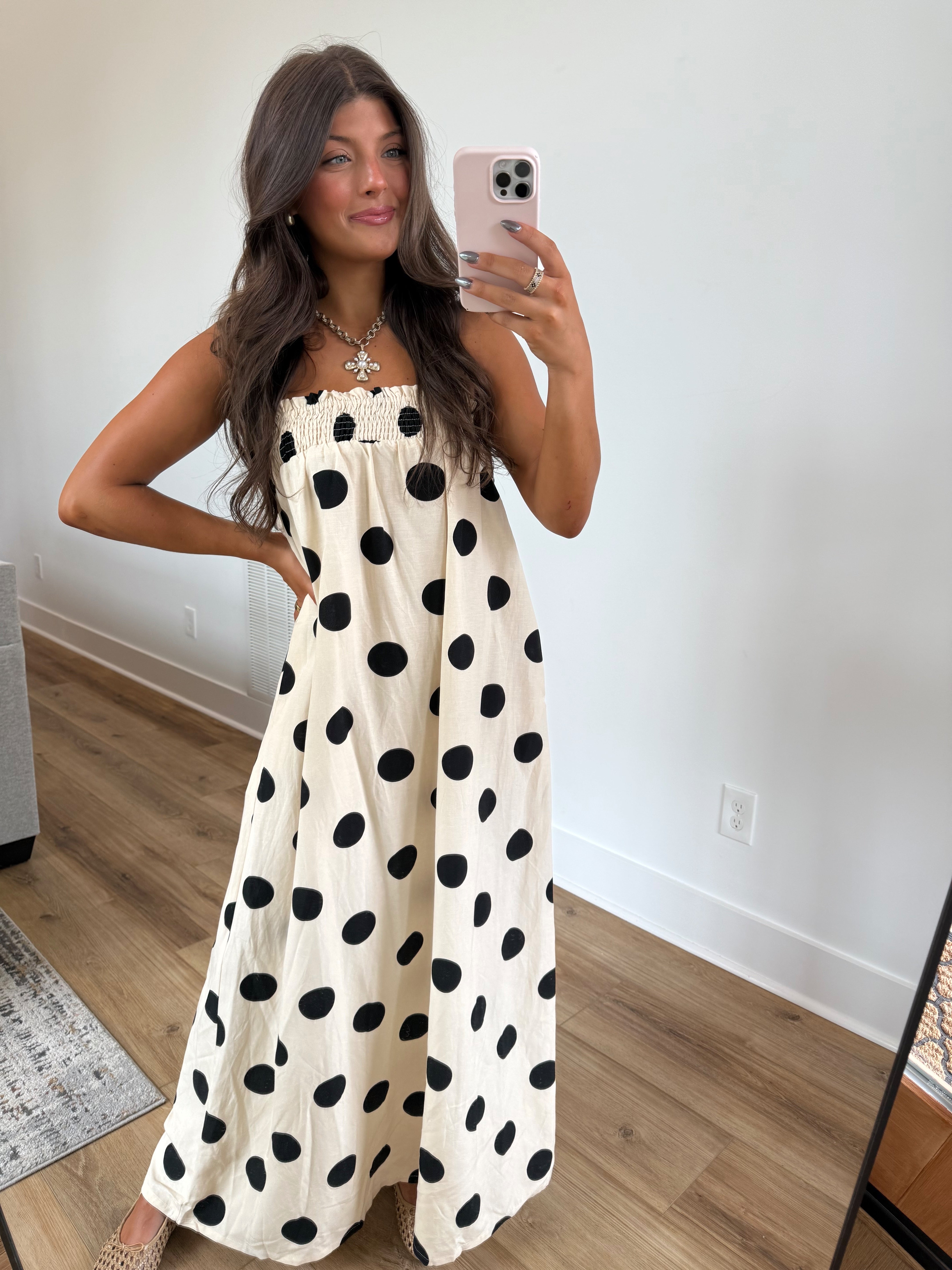 Smocked Top Polka Dot Maxi