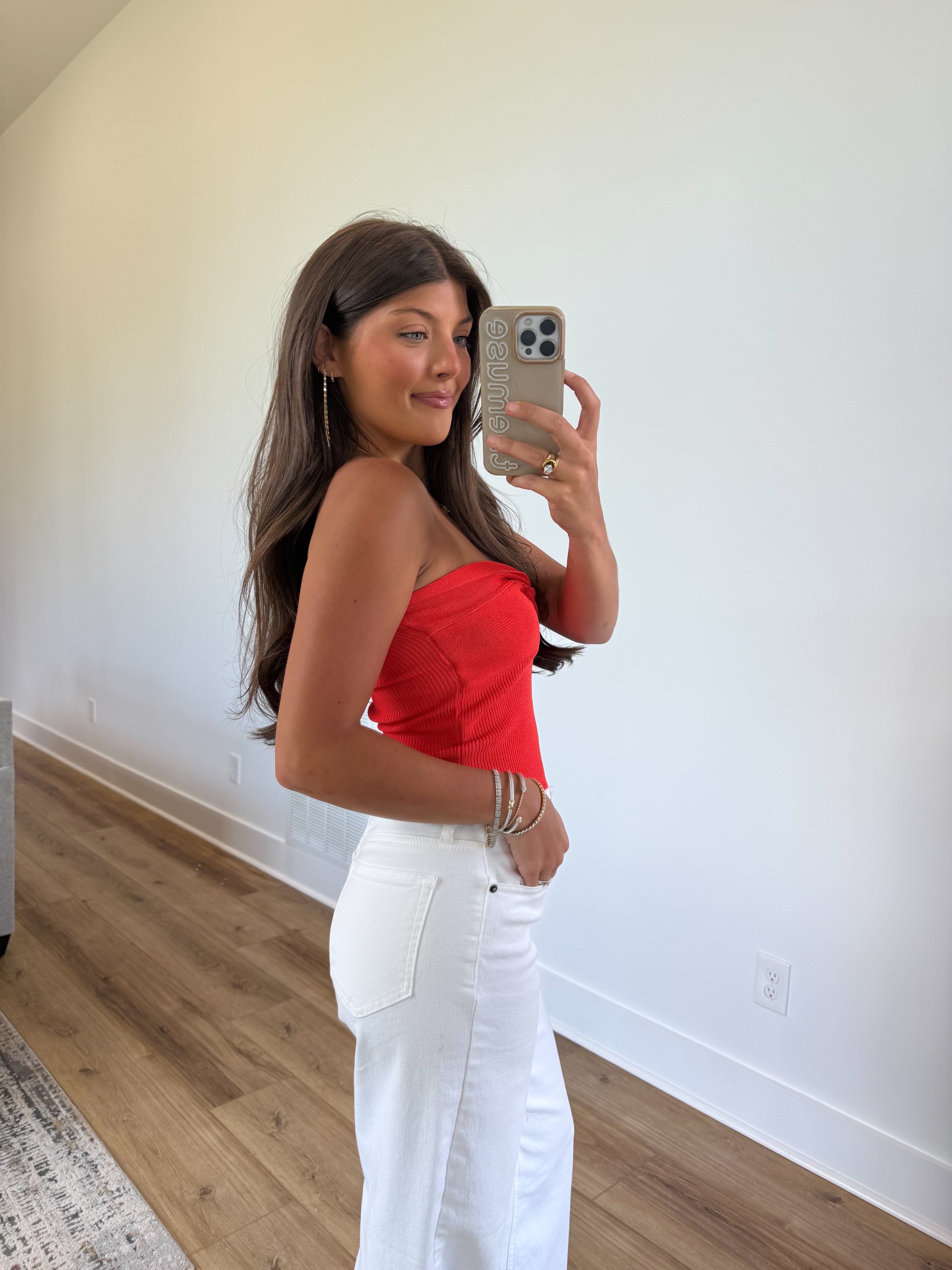 Front Twist Tube Top (Coral)