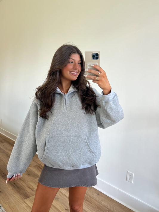 Grey Cozy Fleece Half Zip