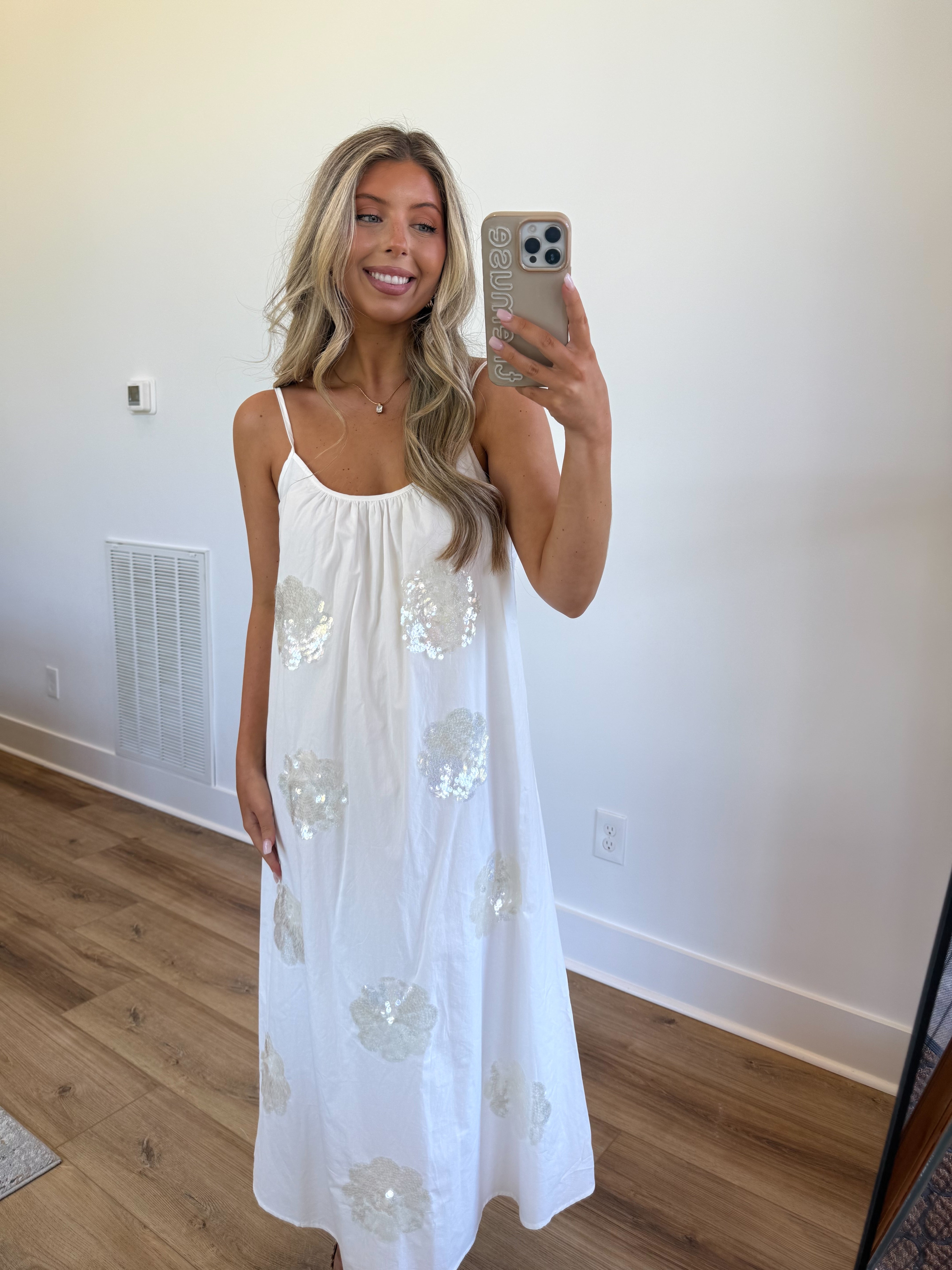 Sequin Floral Midi Dress