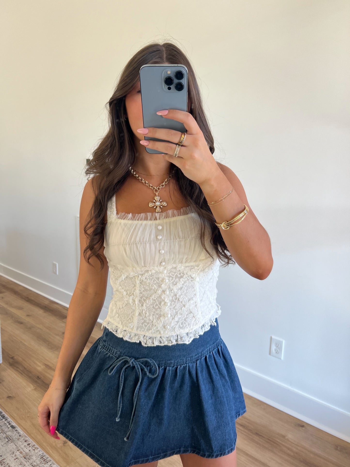 Cream Lace Bustier Top