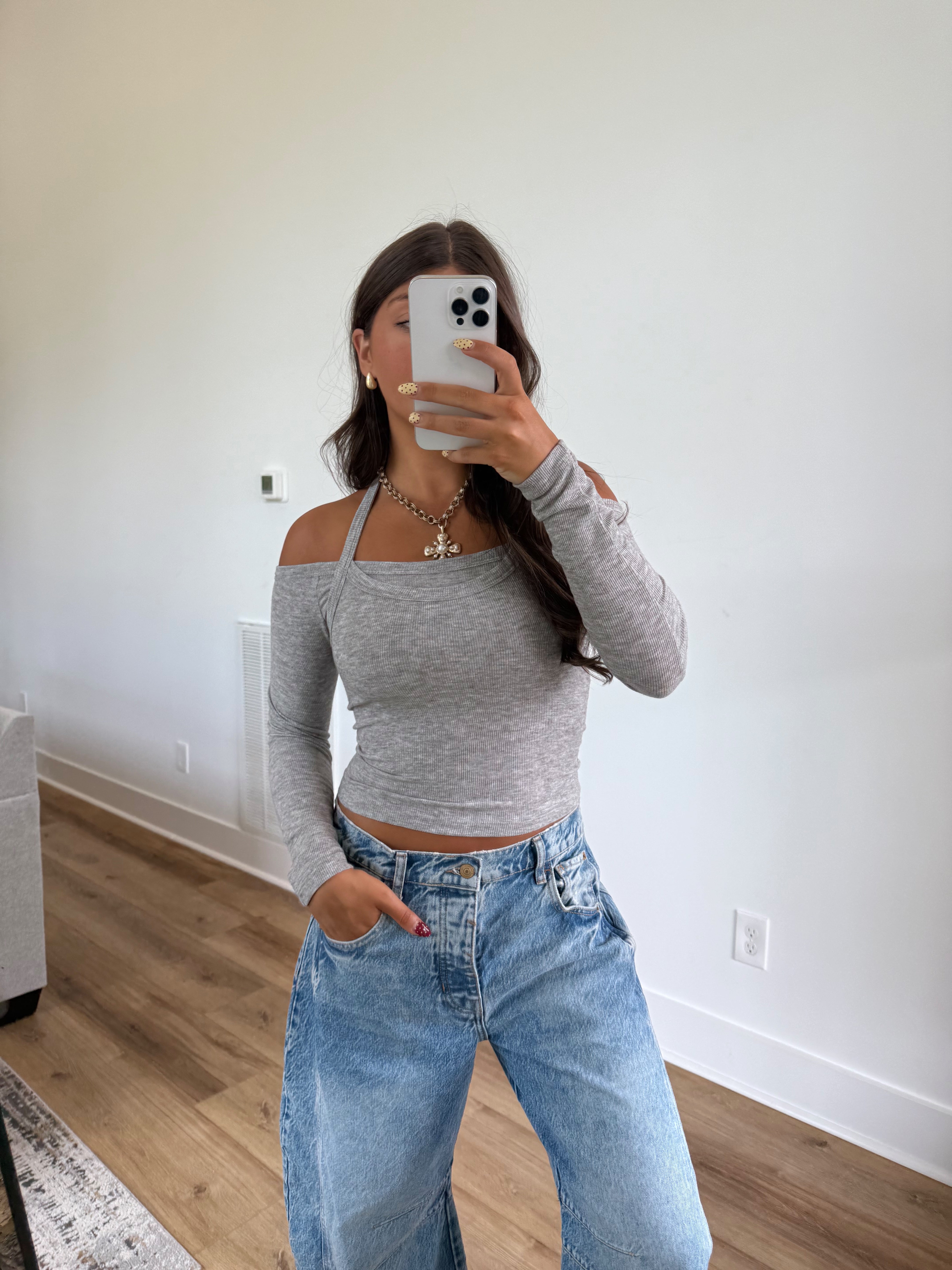 Grey Double Layer Top