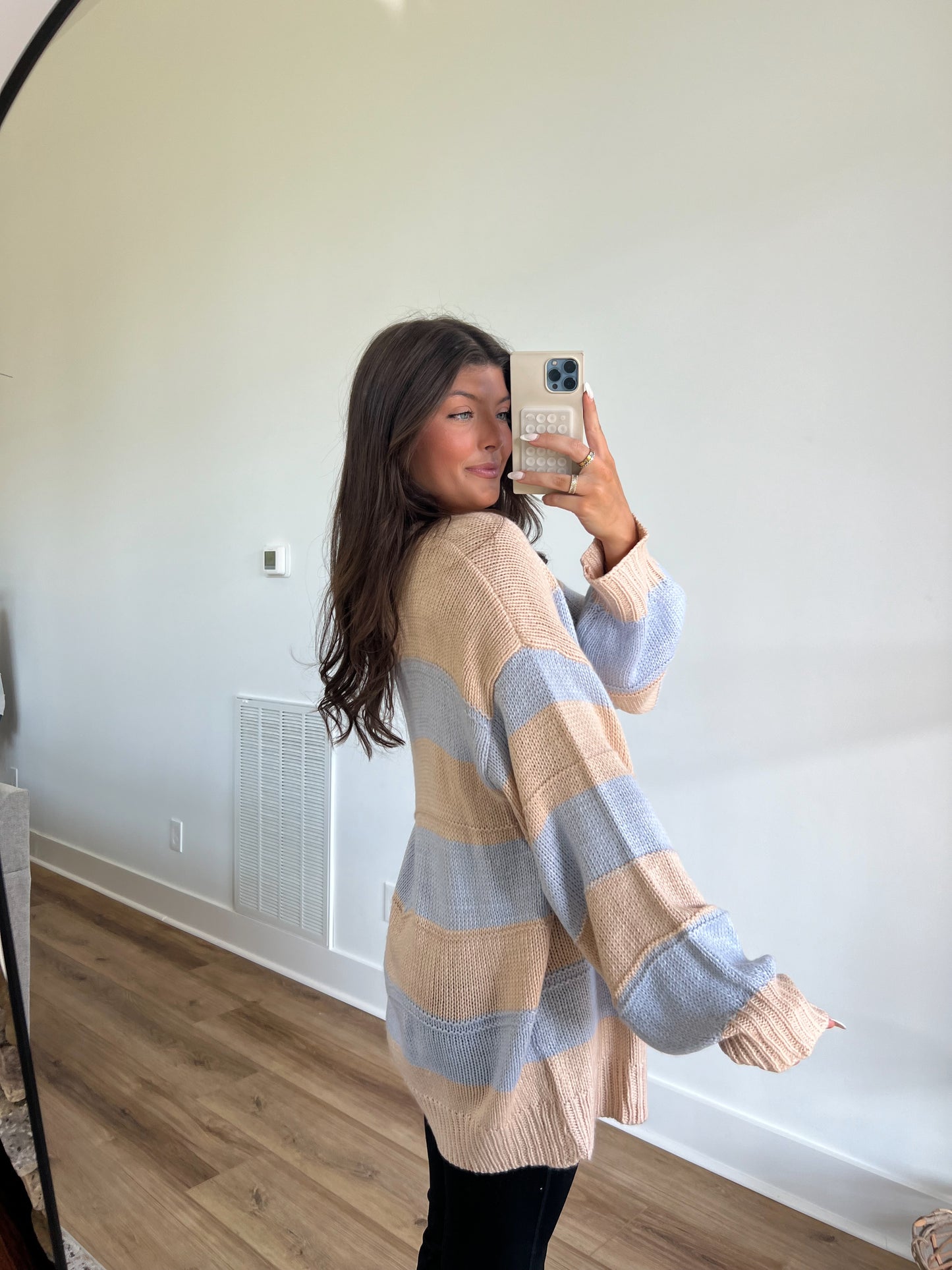 Baby Blue/Taupe Knit Sweater