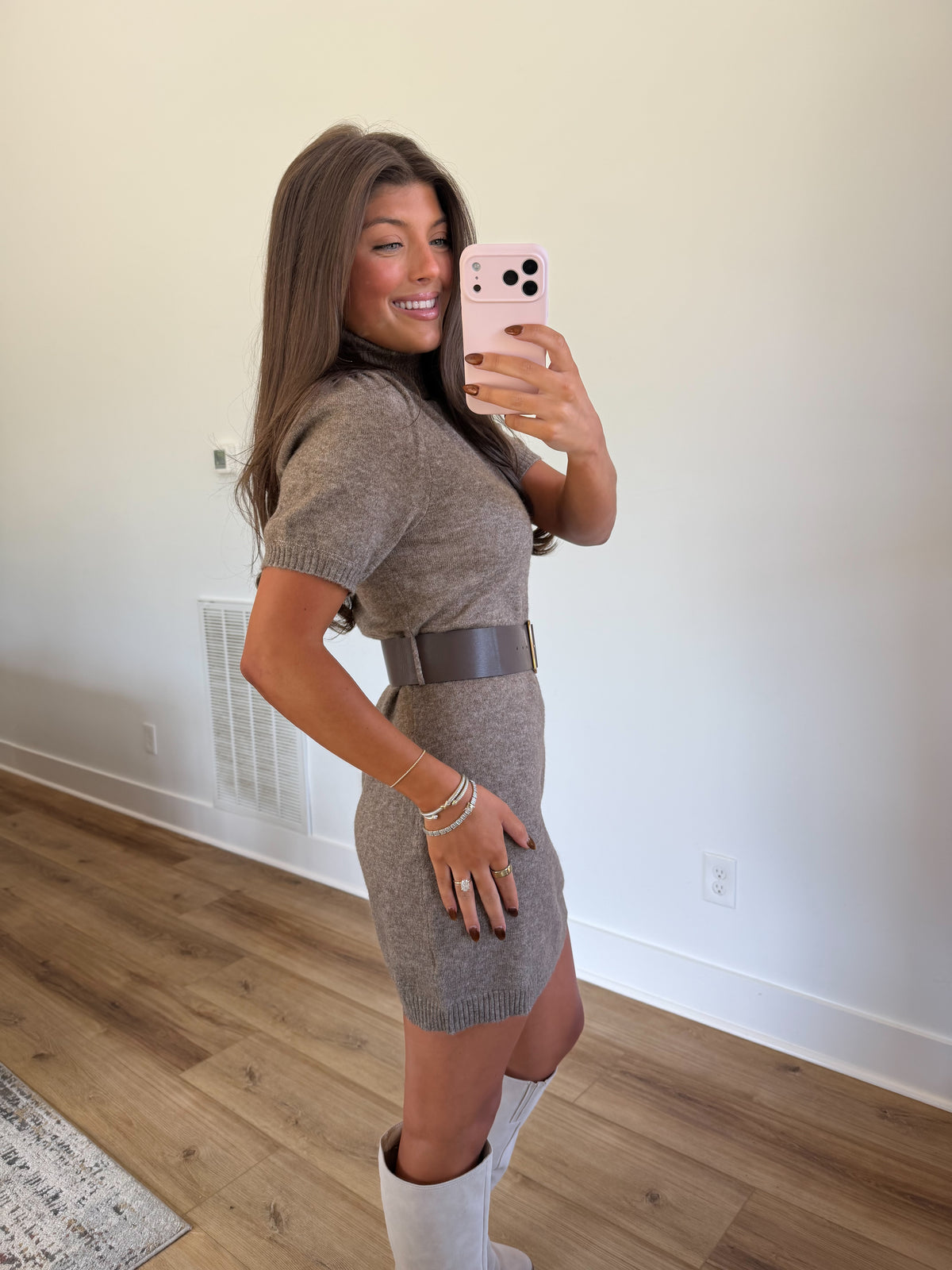 Mocha Turtleneck Sweater Dress
