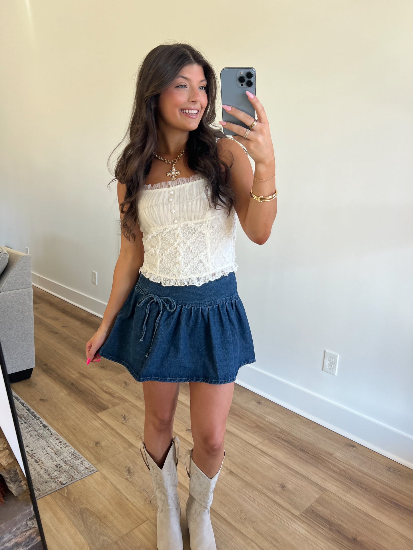 Cream Lace Bustier Top