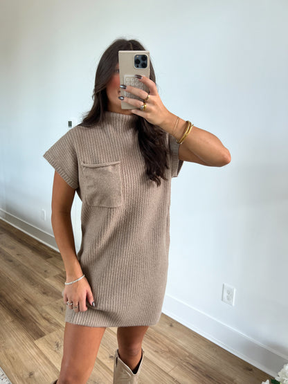 Mocha Mock Neck Sweater Dress (Restock)