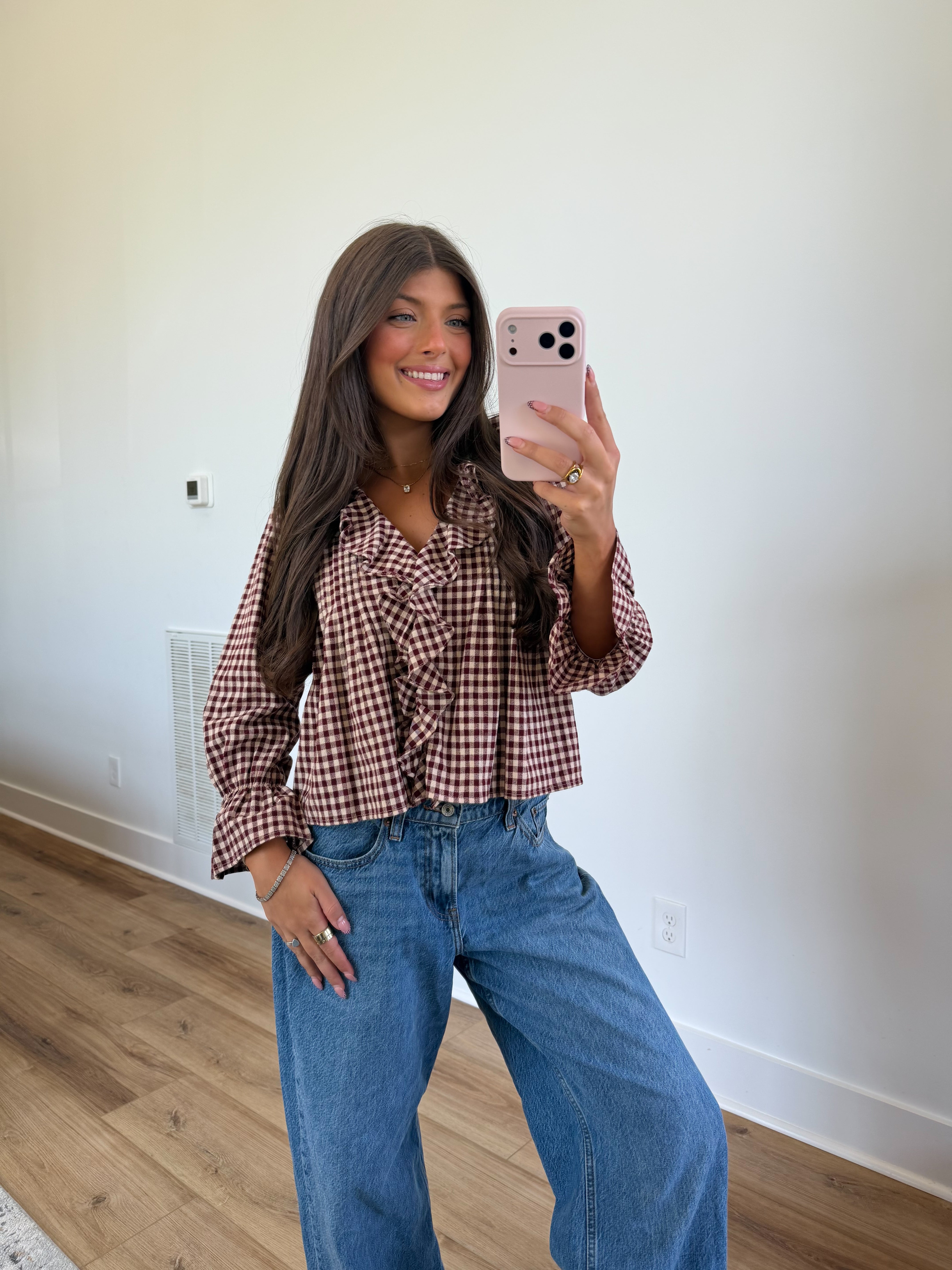 Allison Gingham Ruffle Top