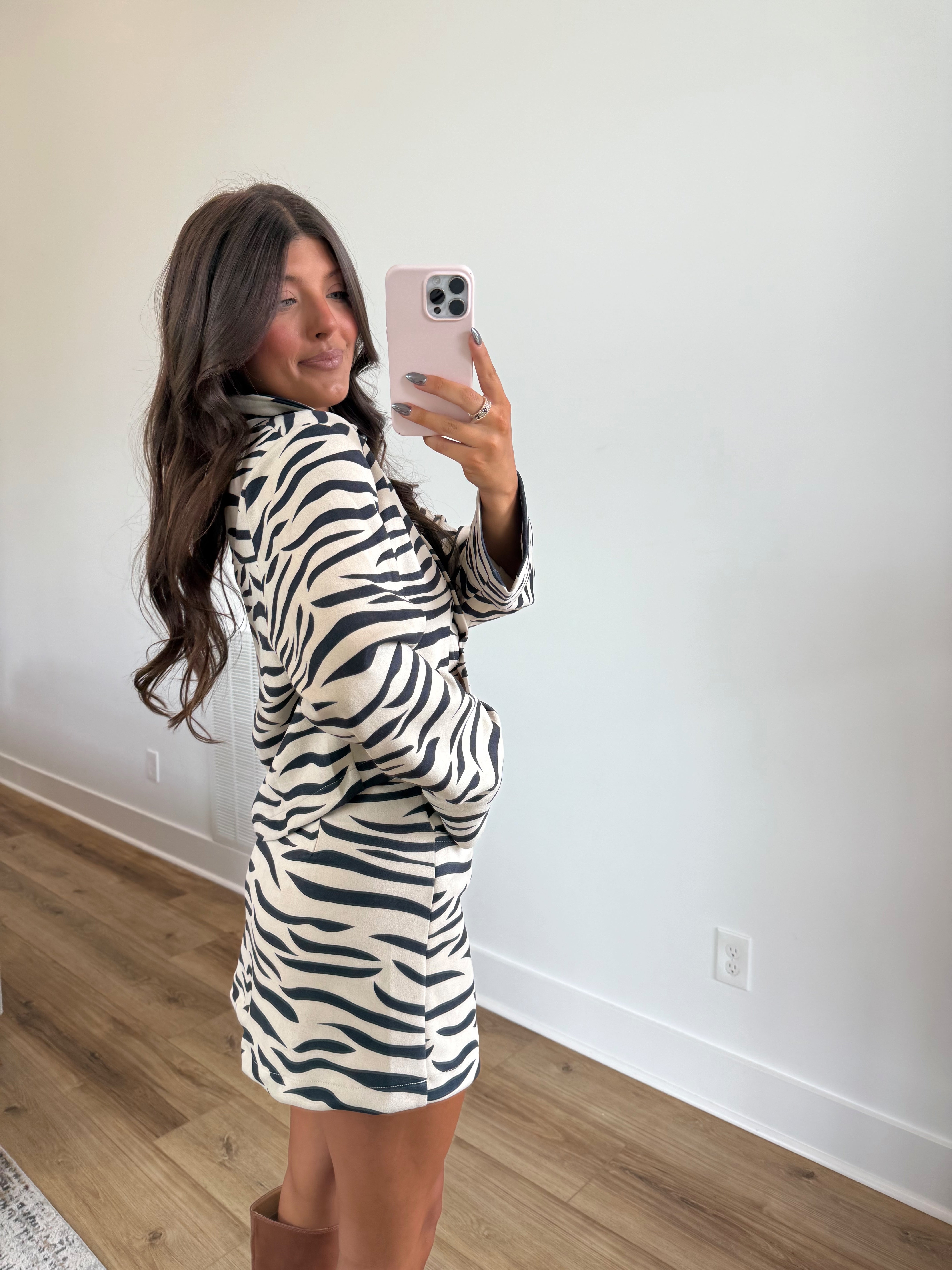 Navy Zebra Suede Set