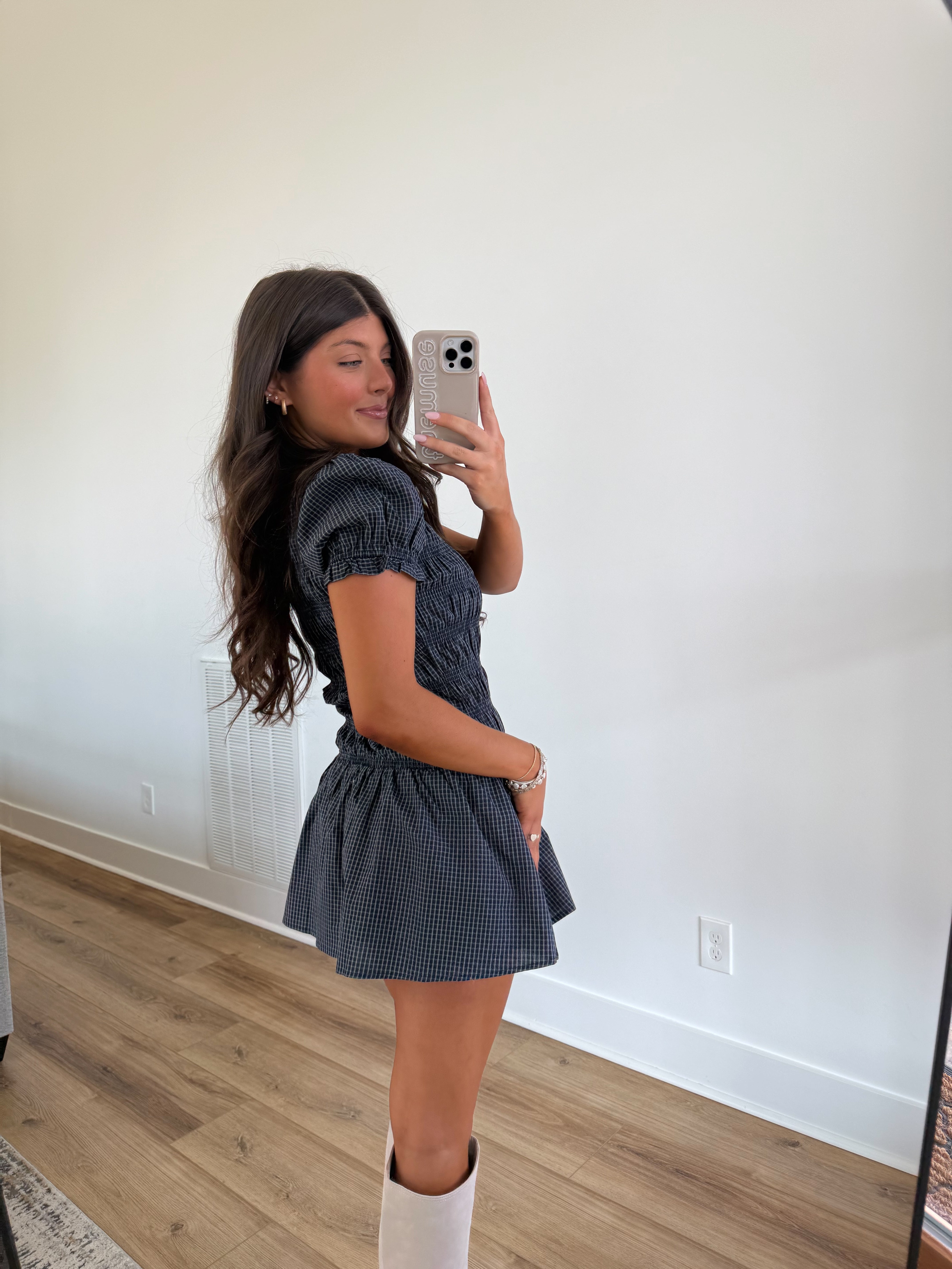 Navy Ruched Romper