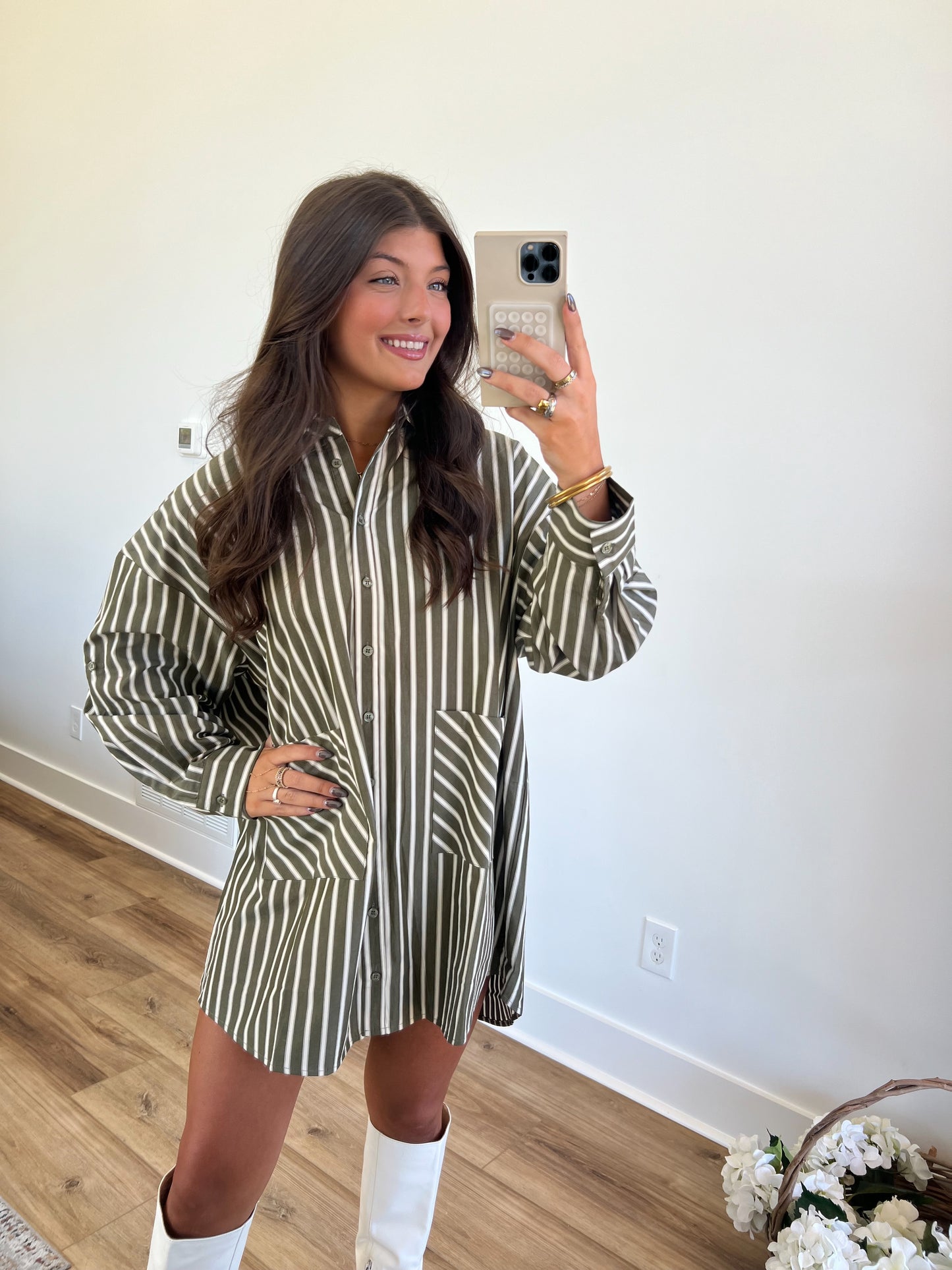 Green Stripe T-Shirt Dress