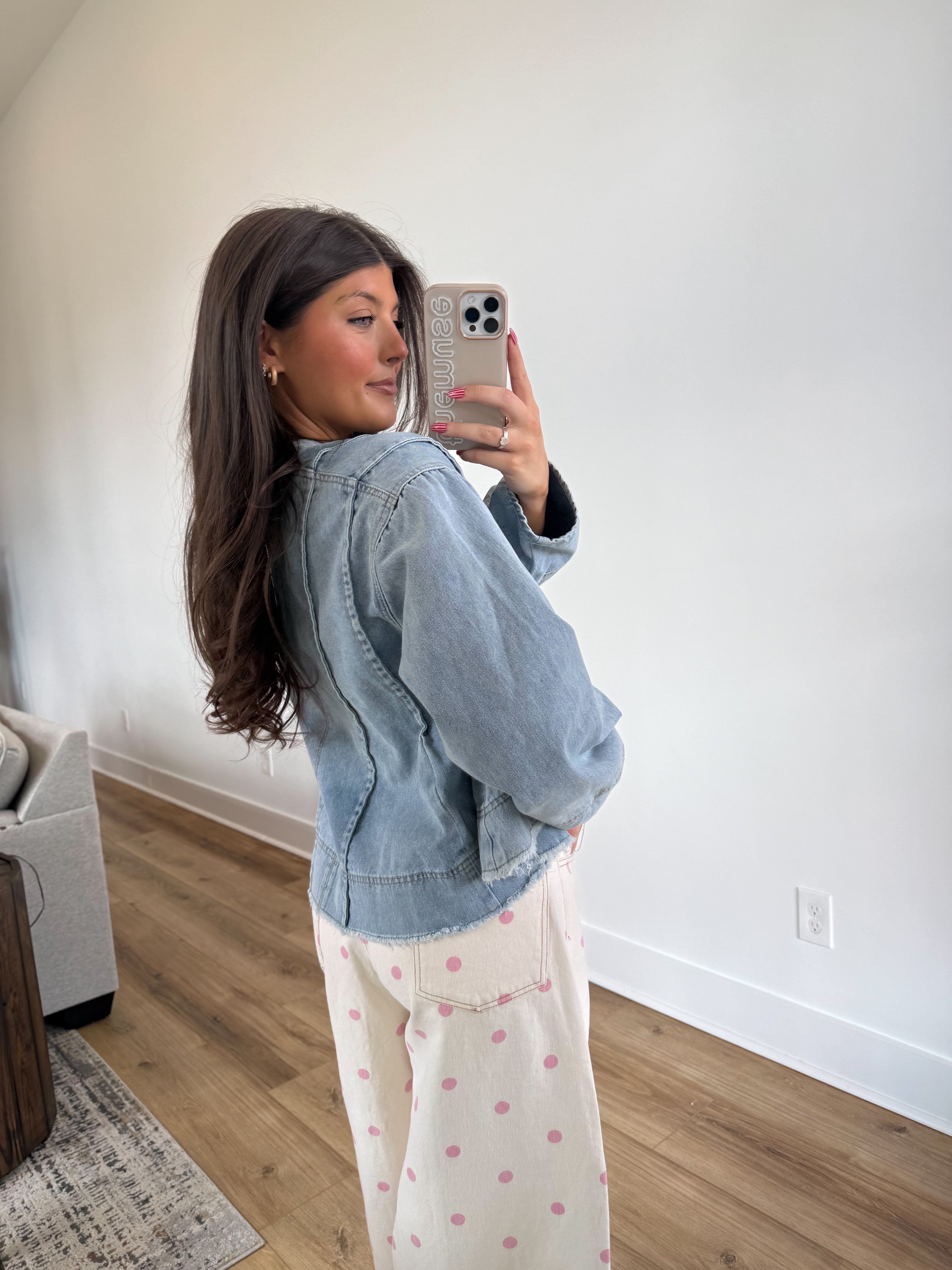 Frayed Hem Denim Top