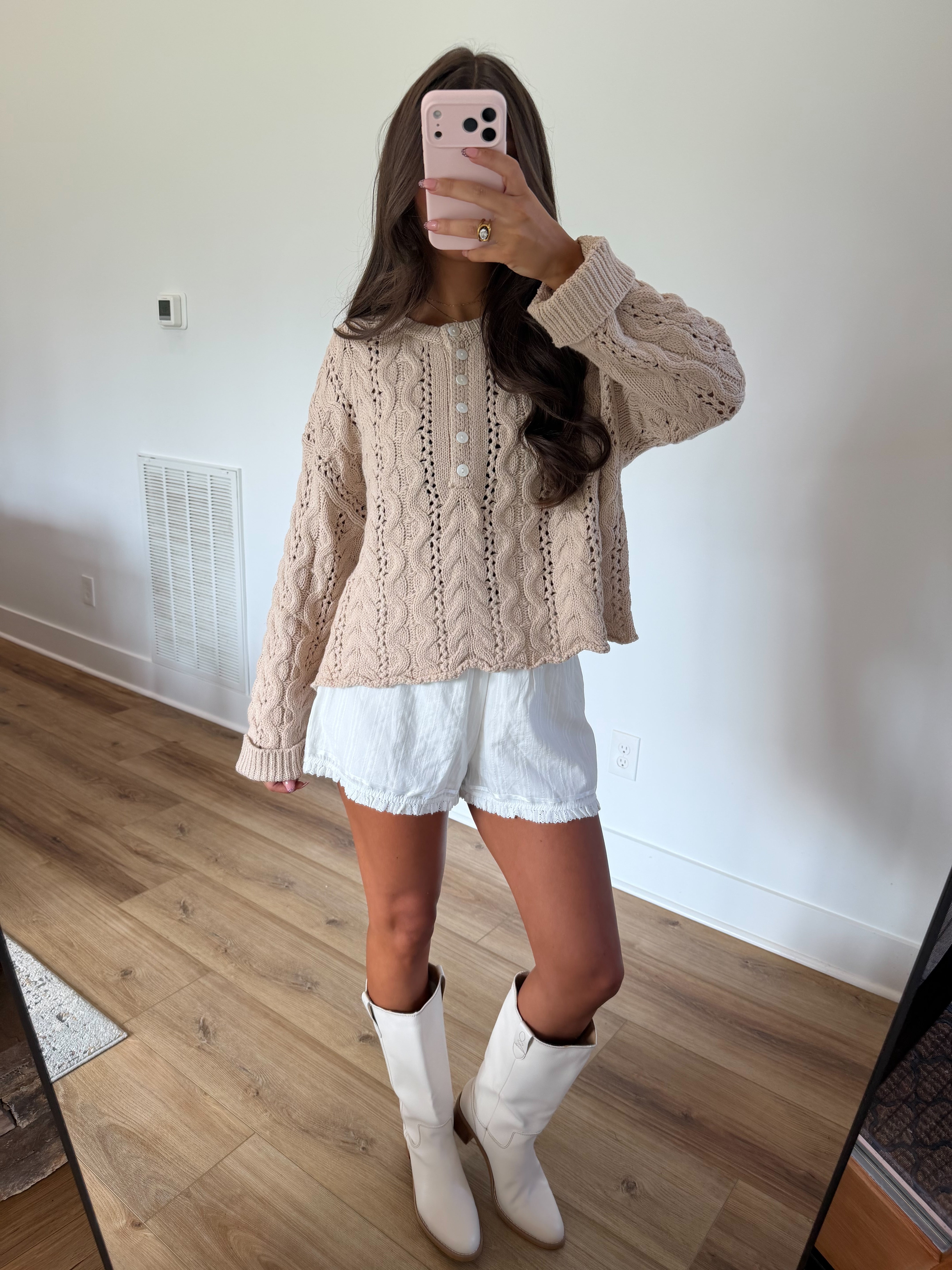 Taupe Cable Knit Sweater
