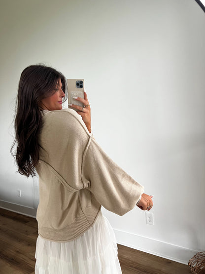 Cream Cozy Balloon Sleeve Sweater