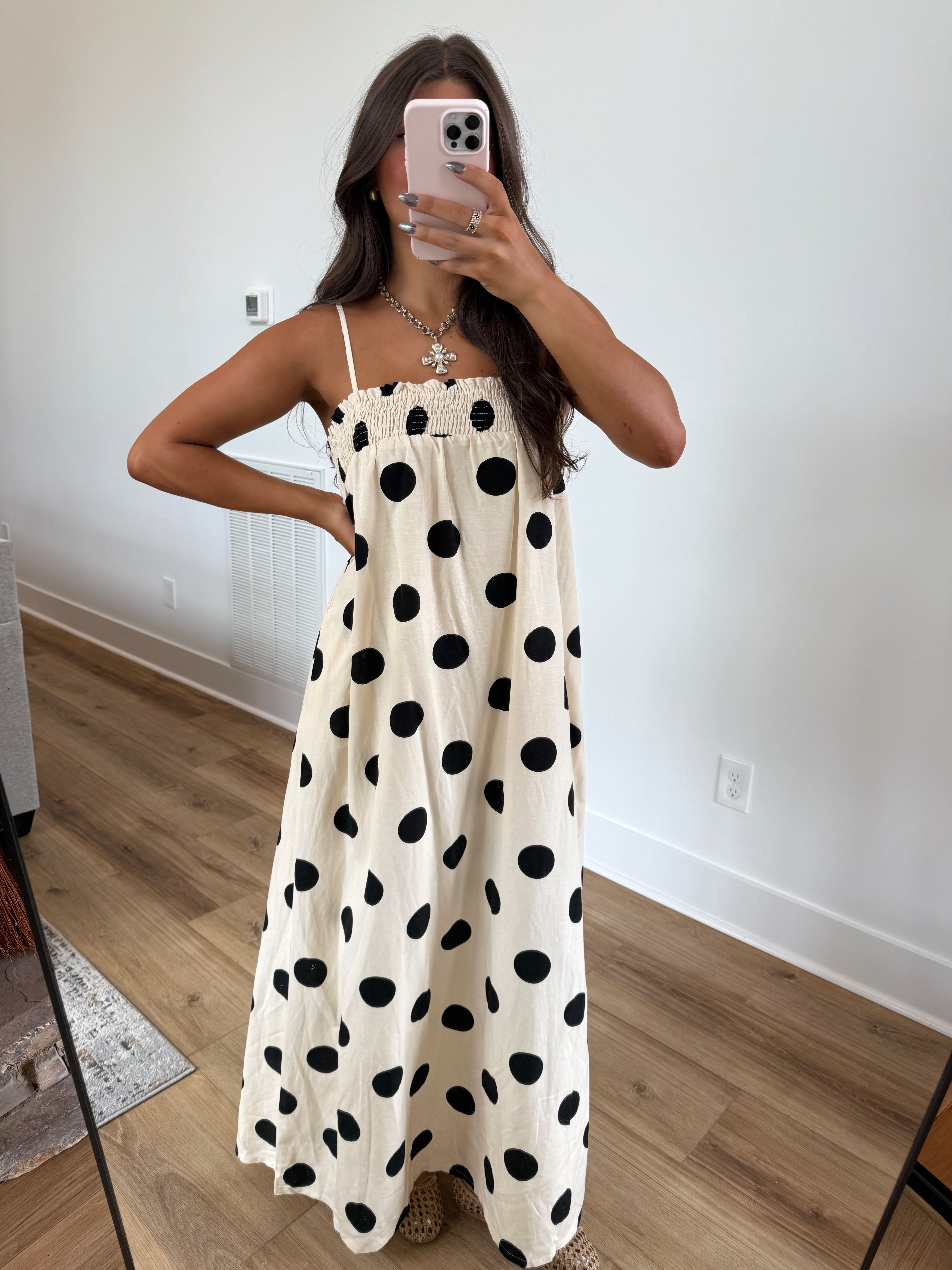 Smocked Top Polka Dot Maxi