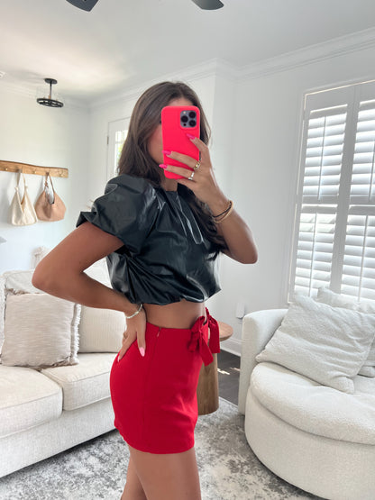 Black Leather Crop Top (DOORBUSTER)